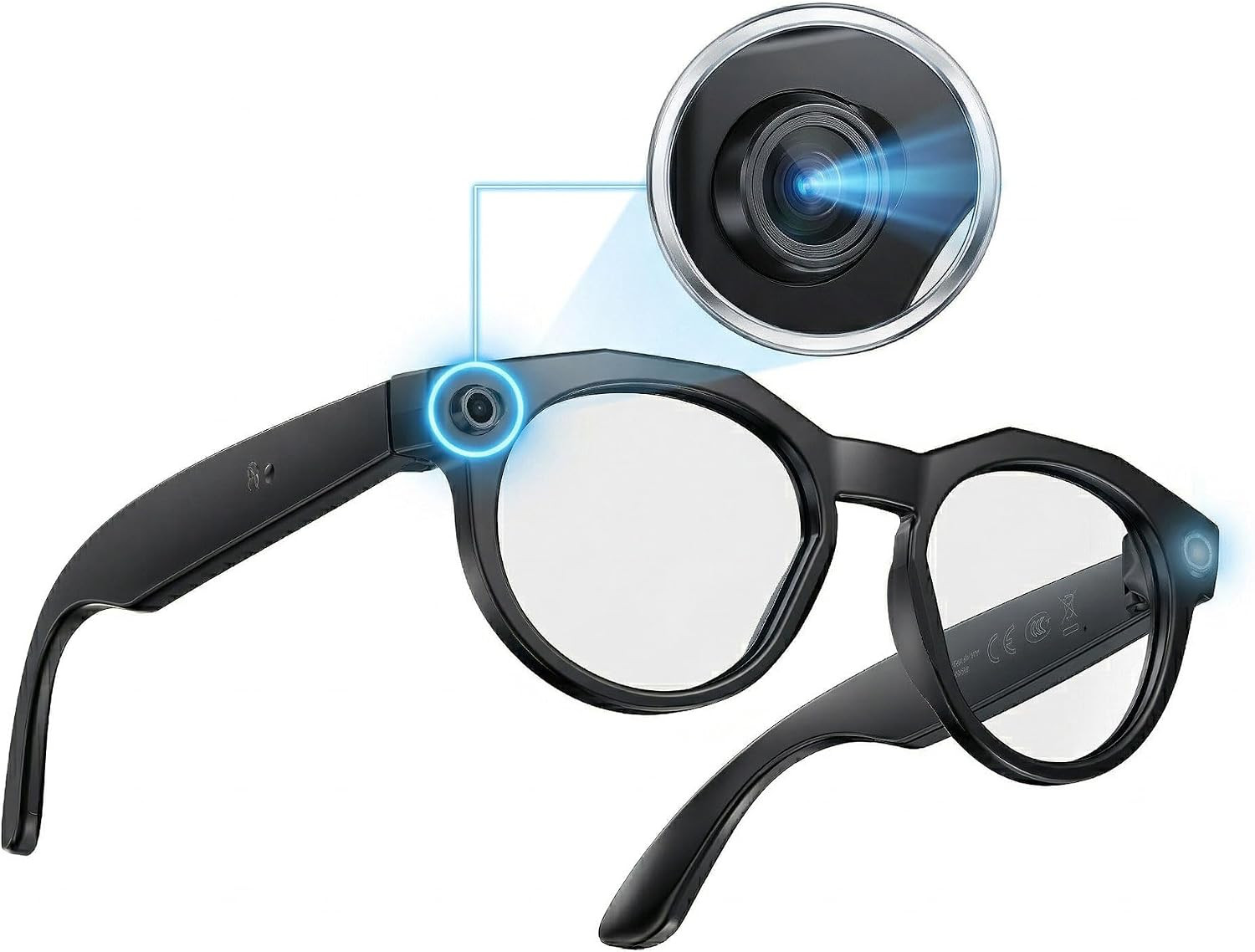 AI Smart Camera Glasses, 1080P HD POV Video Recording and Translator, Object Rec
