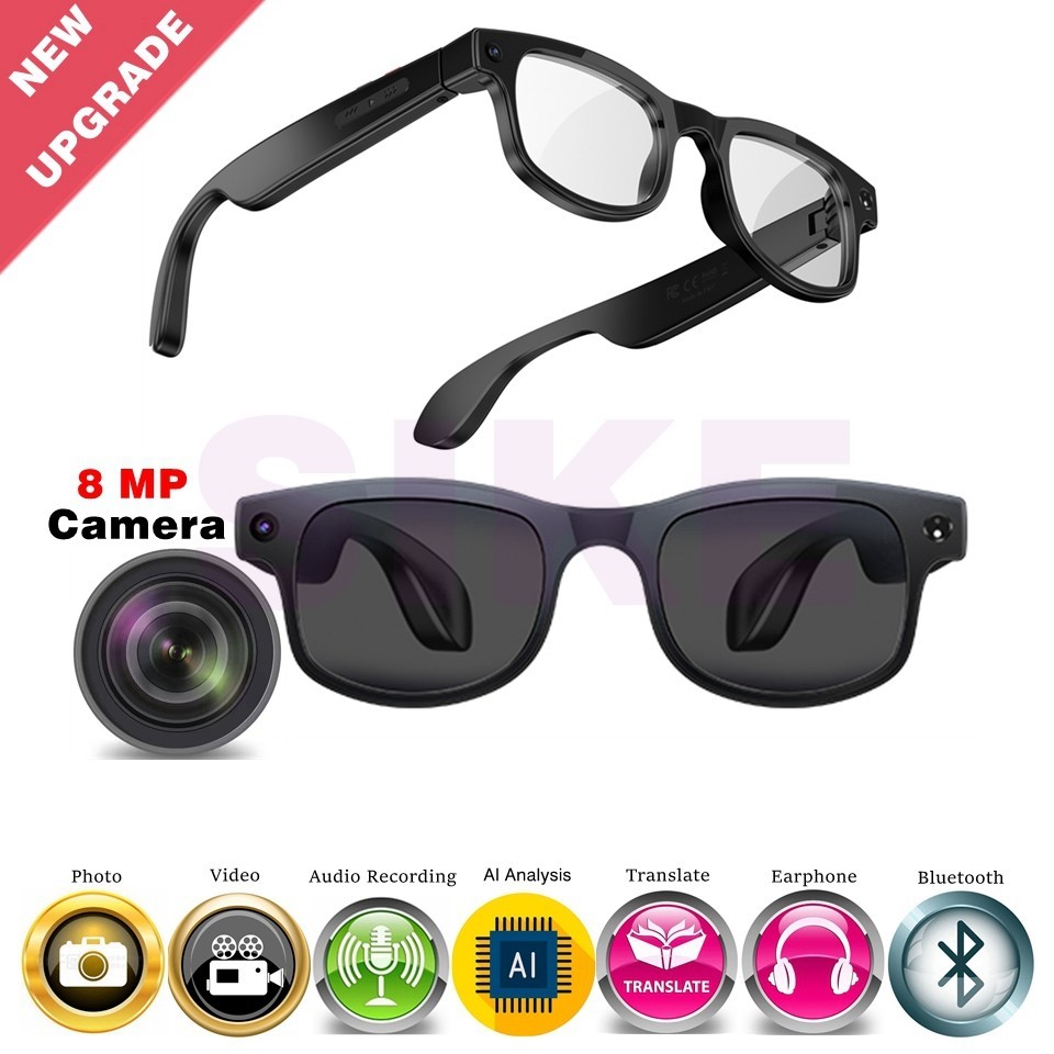 AI smart glasses with camera transition lenses for men and women with headphone