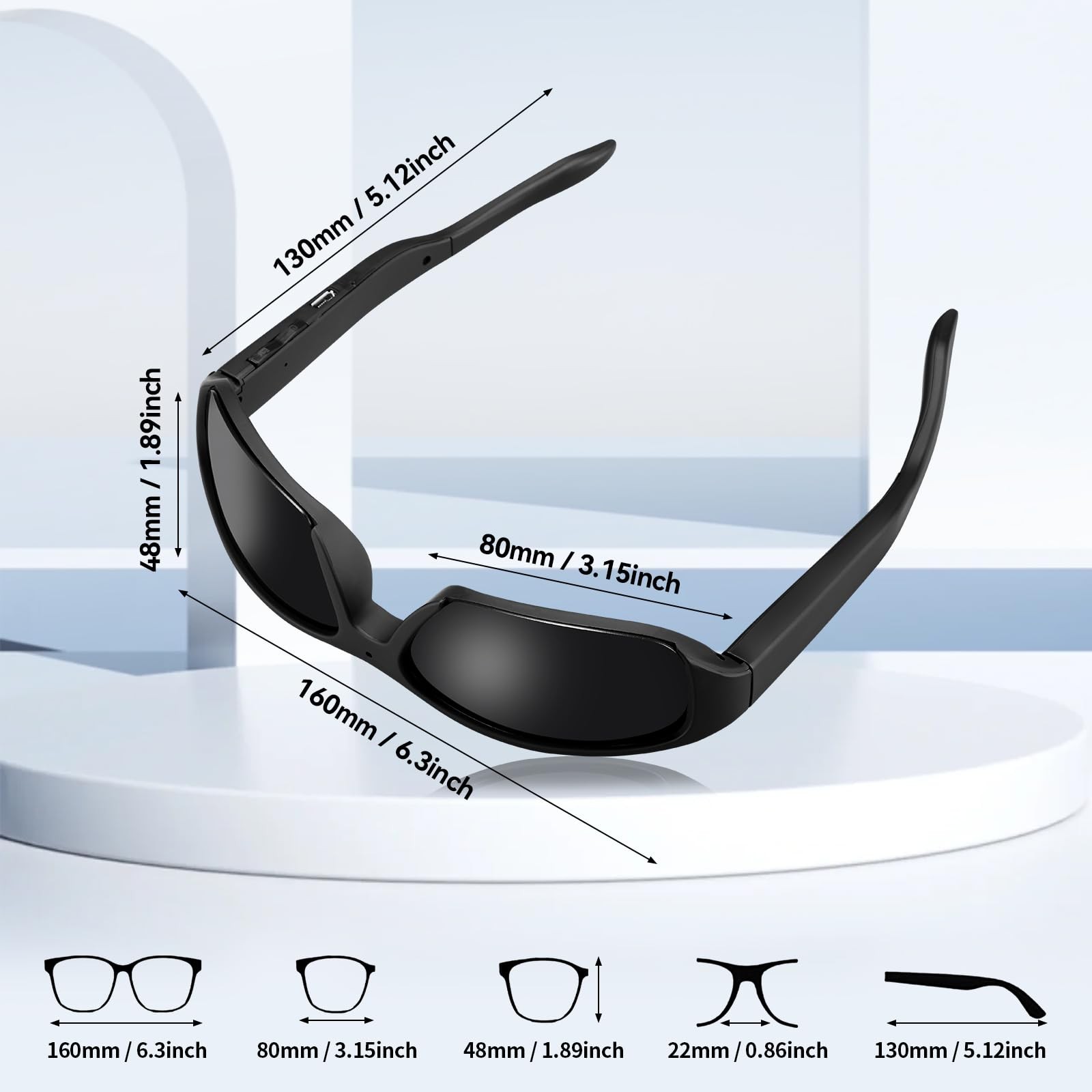 Smart Video 1080p Camera Glasses for Men – Outdoor HD UV Protective Polarized…