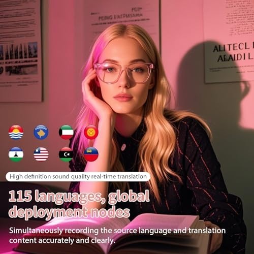 AI Smart Glasses with Real-Time Translation, Bluetooth 5.3, 160+ Languages, Open