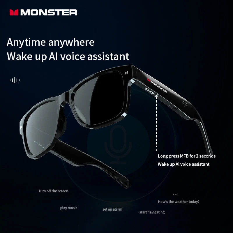 Monster Bluetooth Sunglasses Wireless Headset Outdoor Sports Music Smartglasses