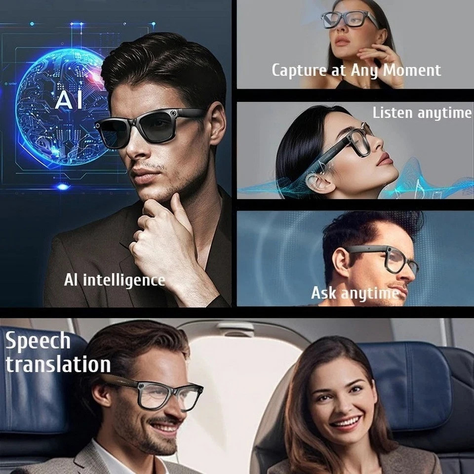 AI smart glasses with camera and bluetooth and Image and video translate