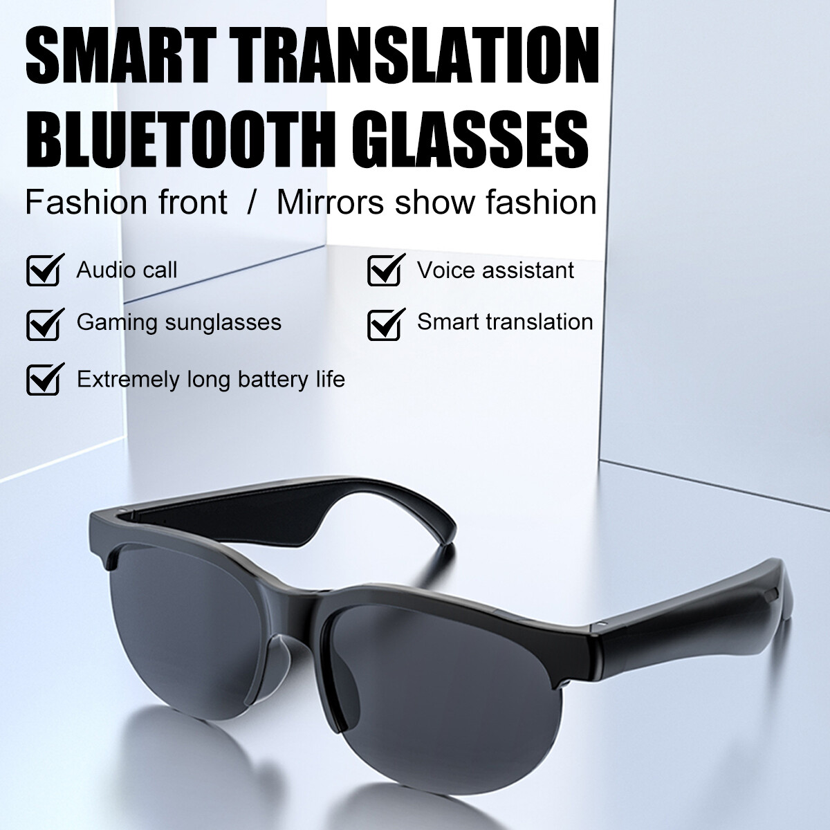 Wireless AI Language Smart Translator Glasses Headset 144+ Languages Translation
