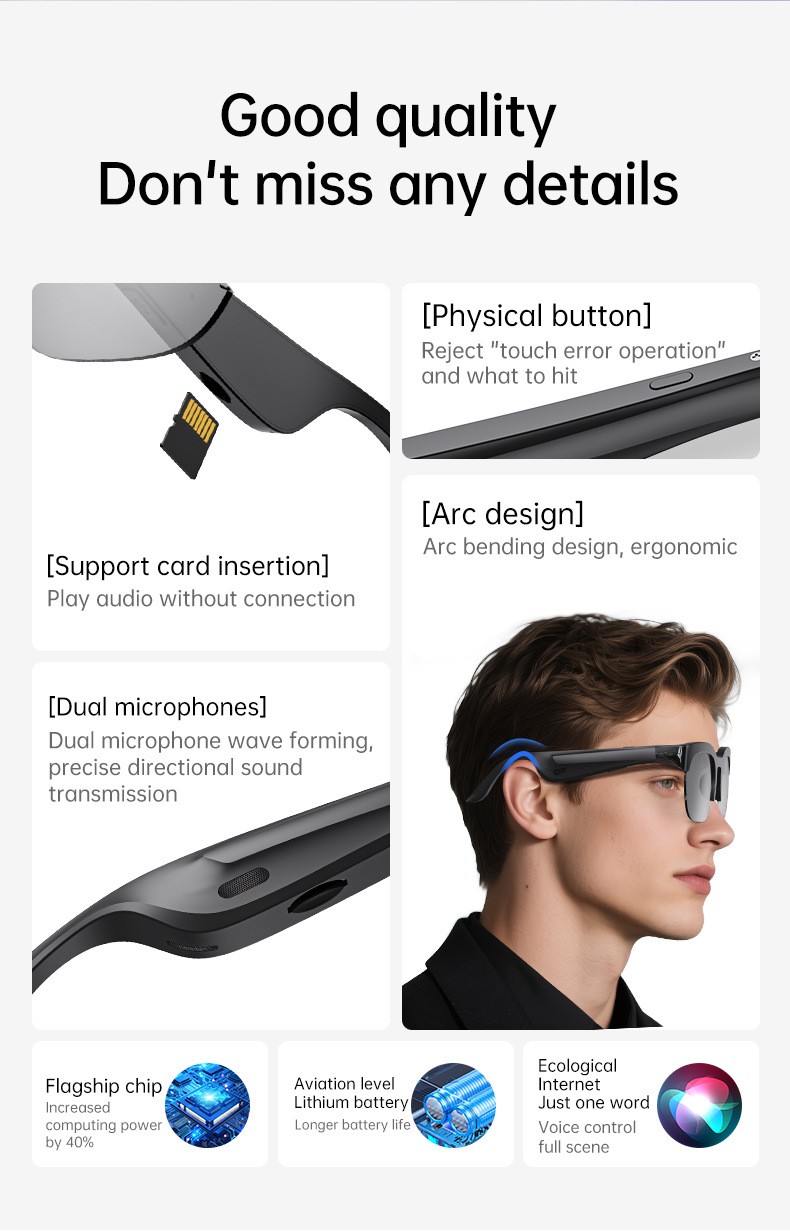 Bluetooth Smart Sunglasses Slot Stereo Music Hands-Free Calls Outdoor Cycling
