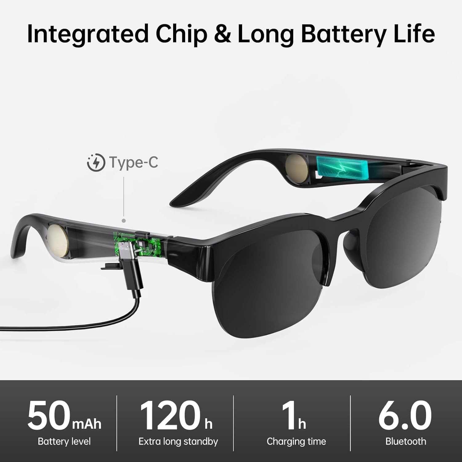 Smart Glasses with AI Translator, V6.0 Bluetooth Glasses with 150+ Translatio…