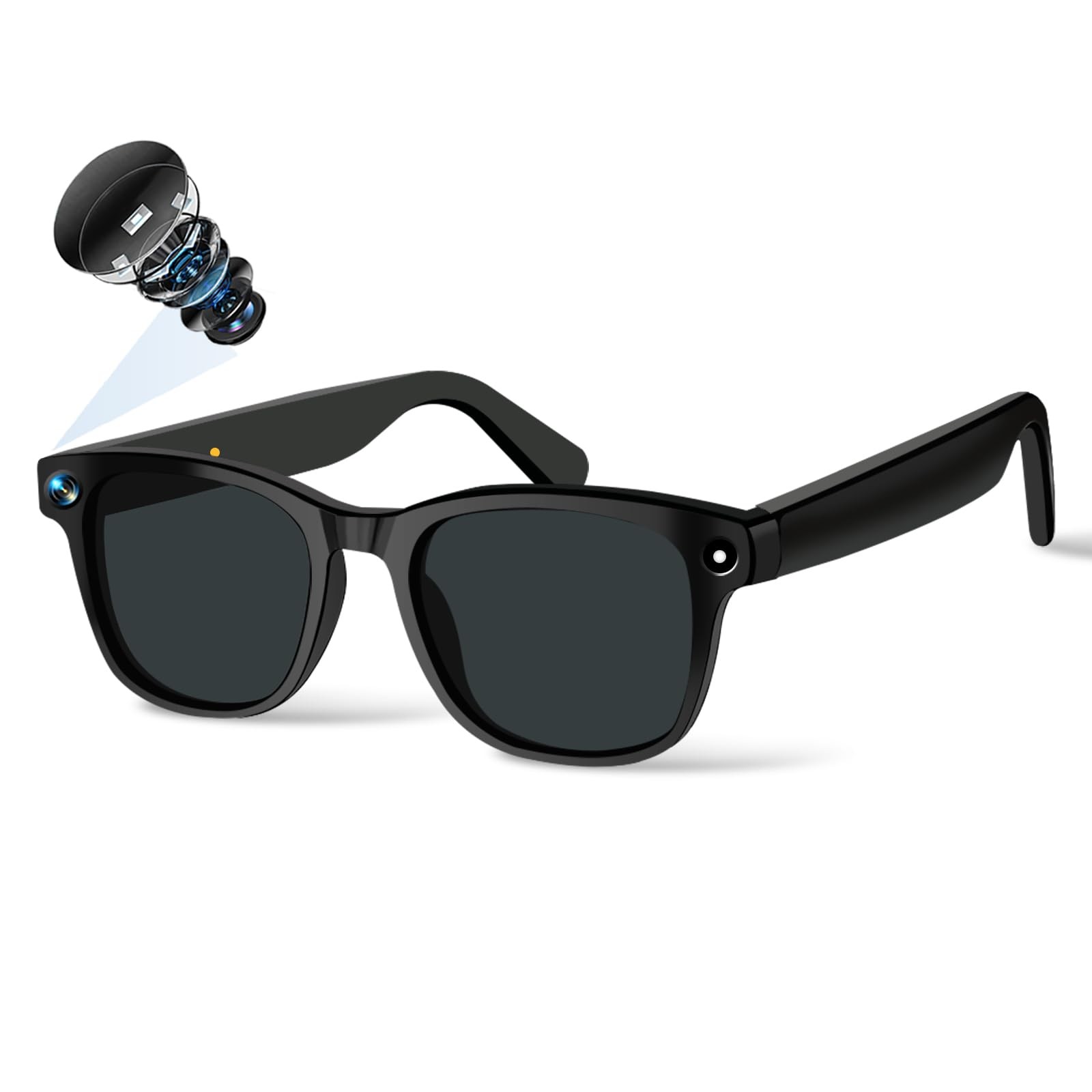 TOONEWABLE Smart Glasses with Camera, 4K/1080P Camera Video Recording Sunglasses