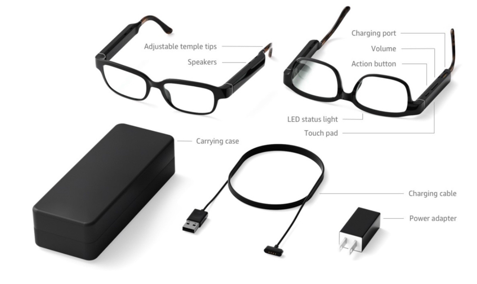 Amazon Echo Frames (Model GR79BR) New in box, Black, Alexa-enabled smart glasses