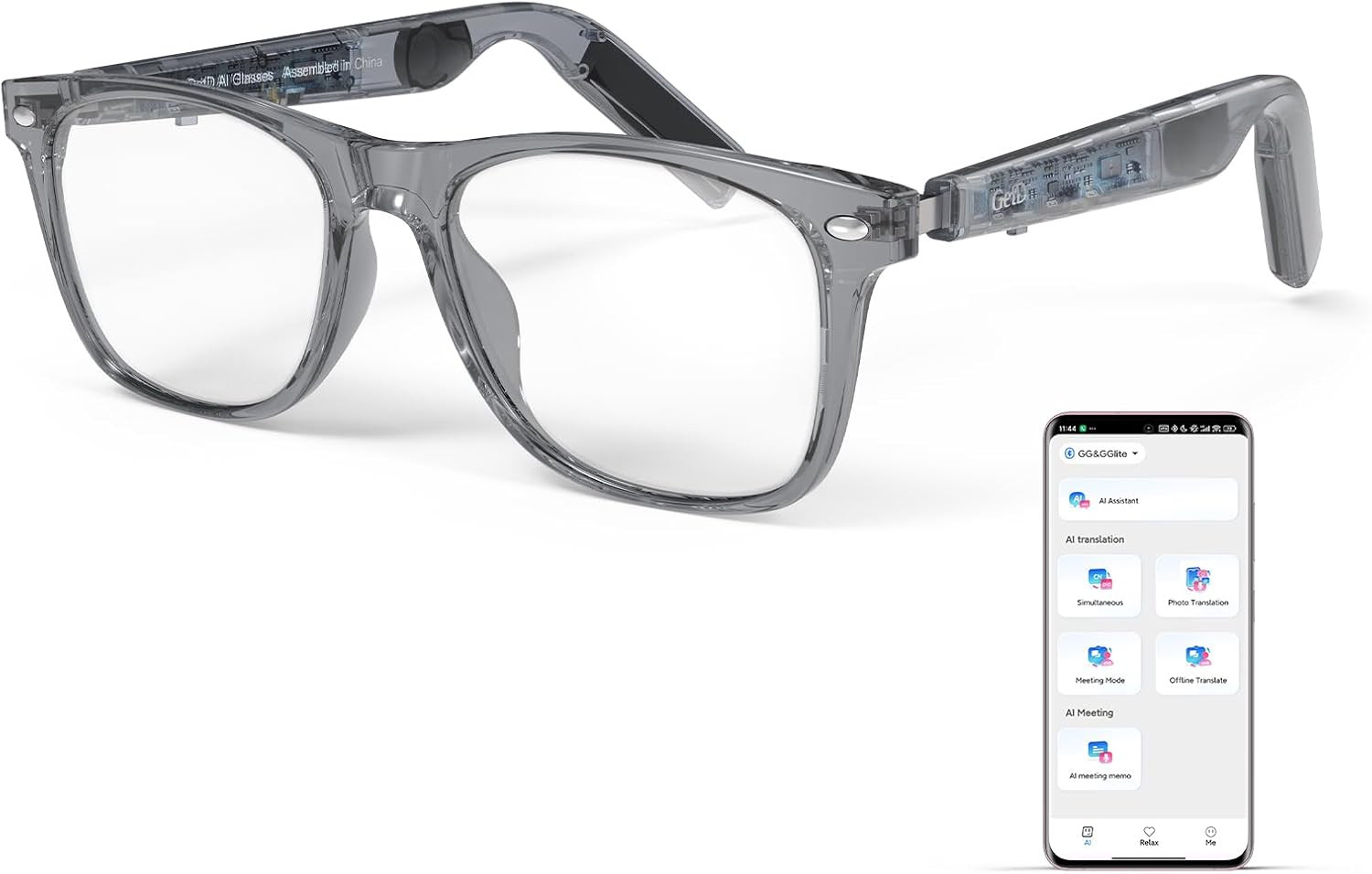 GetD AI Glasses for Men & Women, Smart Glass Powered by ChatGPT, AI Real-time Tr