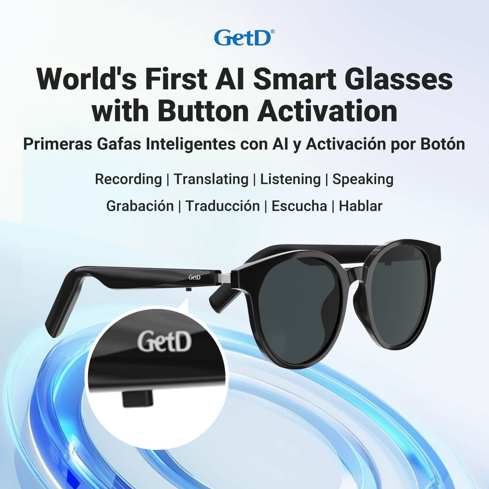 Smart Glasses Bluetooth Audio Sunglasses AI Translator Stereo Music Call Headset