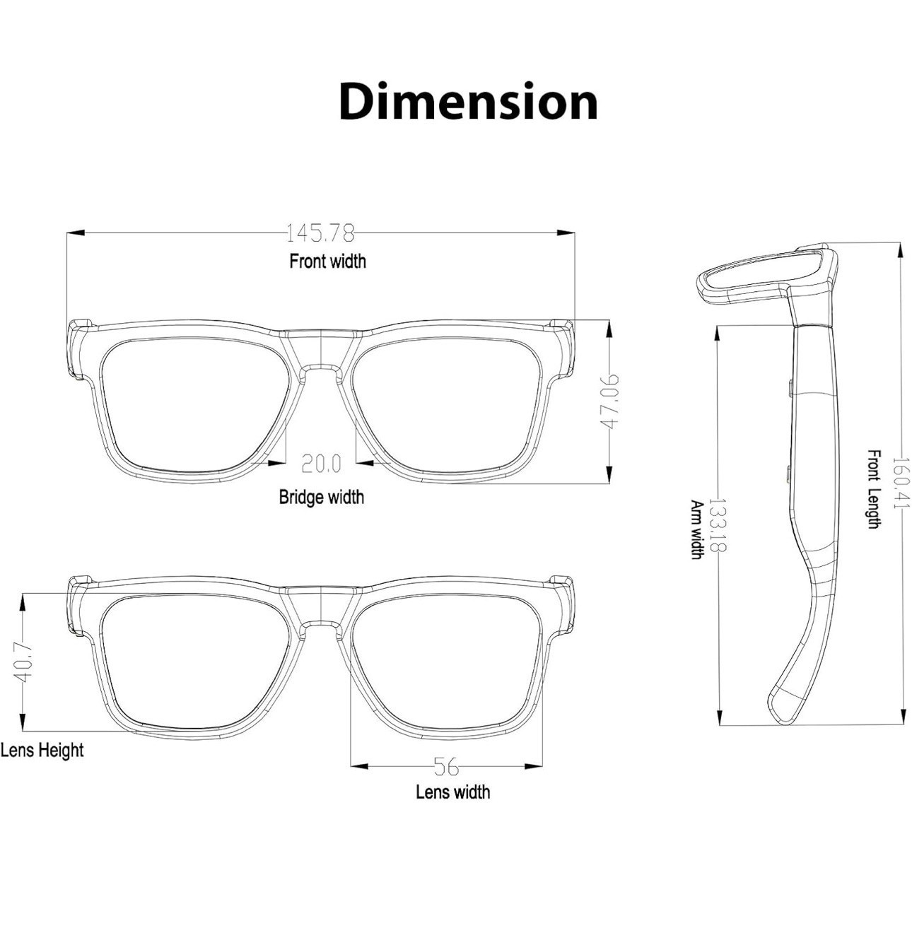 OHO SUNSHINE 07 Smart Glasses Model 07 with Case and Cleaning Cloth Included