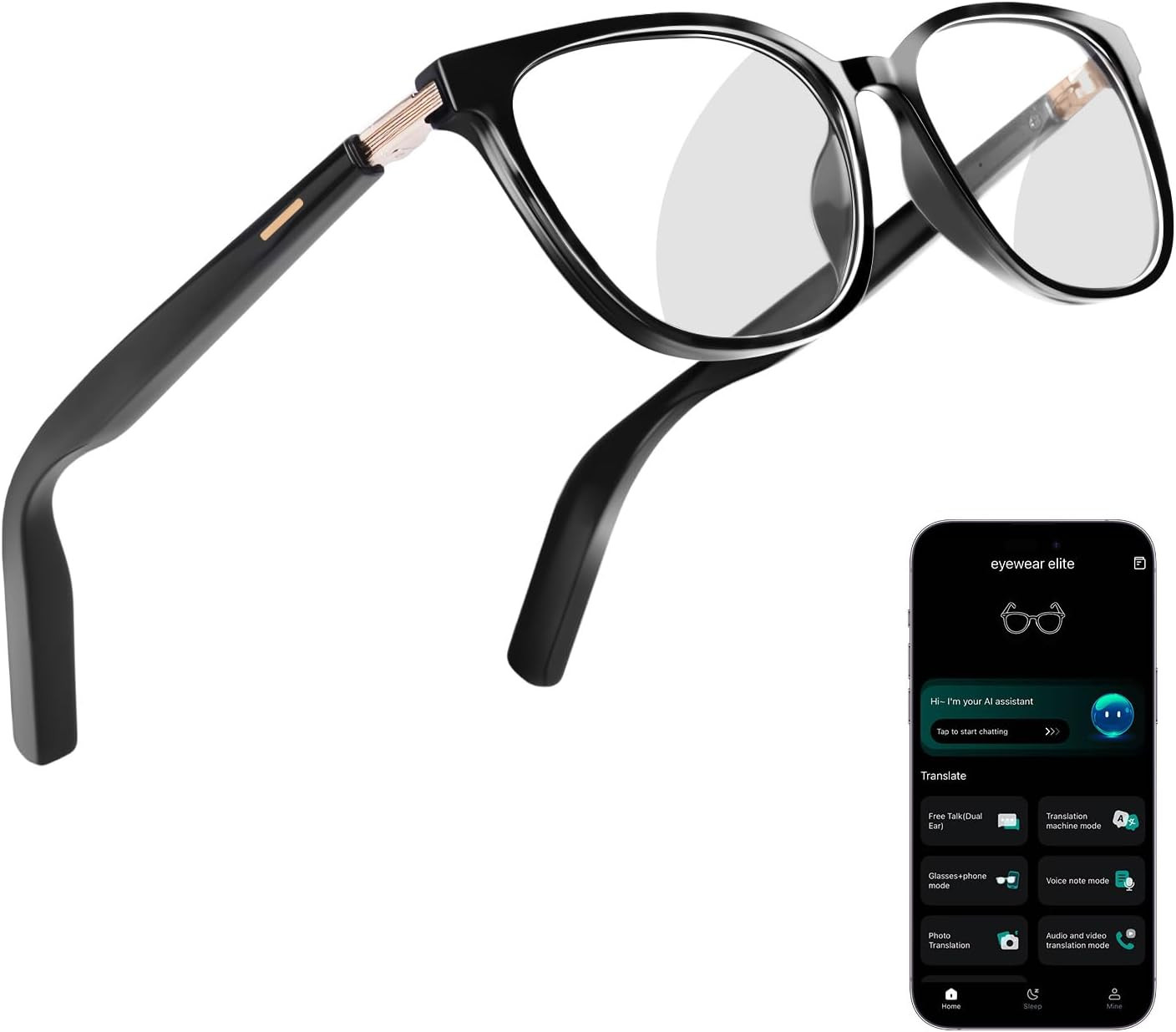 AI Smart Glasses for Men & Women – Powered by ChatGPT, Real-Time Translation, Bl
