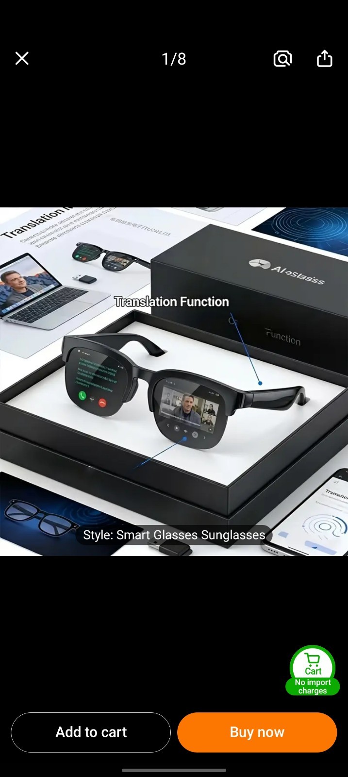 AI Smart Glasses Bluetooth Call Voice Assistant Music Translate Men&Women Travel