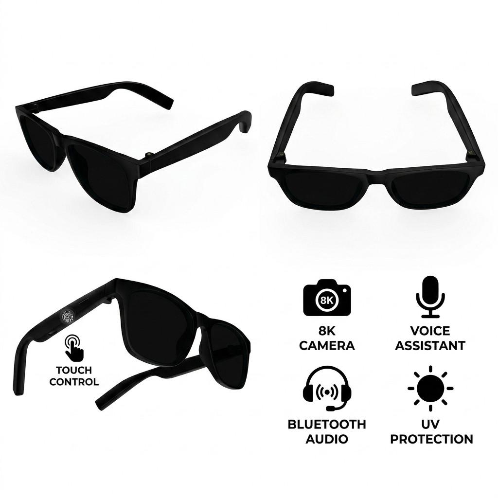 Lenovo AI Smart Glasses Bluetooth Sunglasses 8K Camera Voice Assistant Touch Con