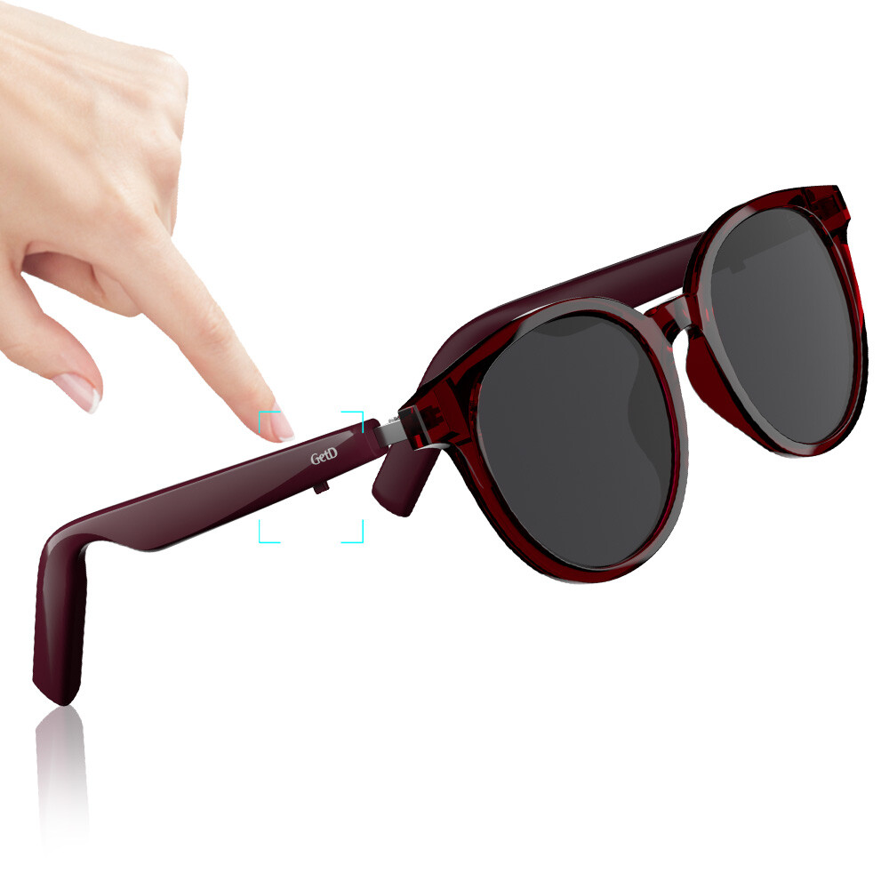Smart Glasses Bluetooth Sunglasses Open Ear Speaker Headset Headphone Red Sports