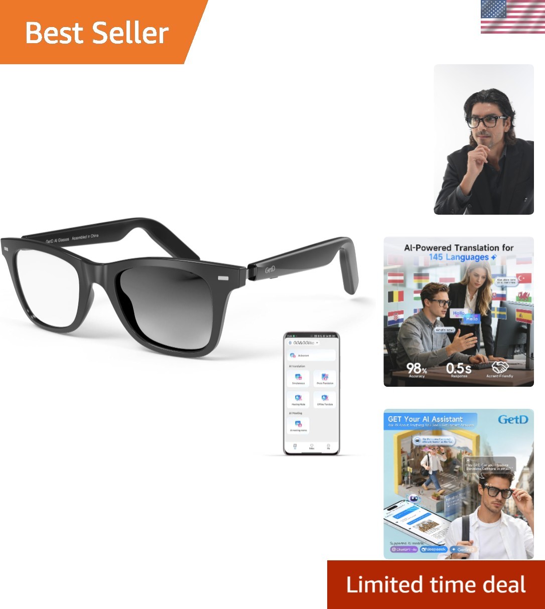 2026 AI Glasses for Men & Women, Smart Glasses Powered by ChatGPT, AI Real-ti…