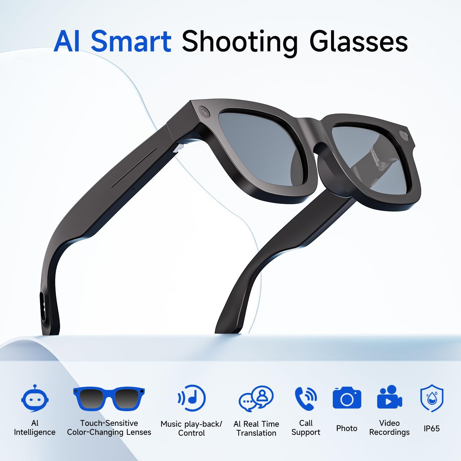 kafgoes AI Smart Glasses 1080P Camera Real Time Translation