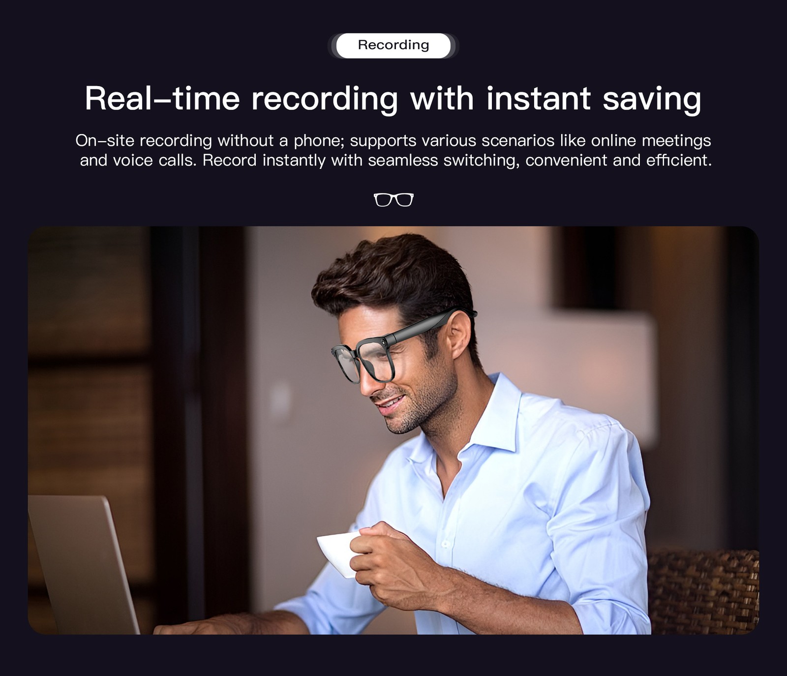 AI Smart Glasses with Camera Recording HD Video Bluetooth Call Music Translation