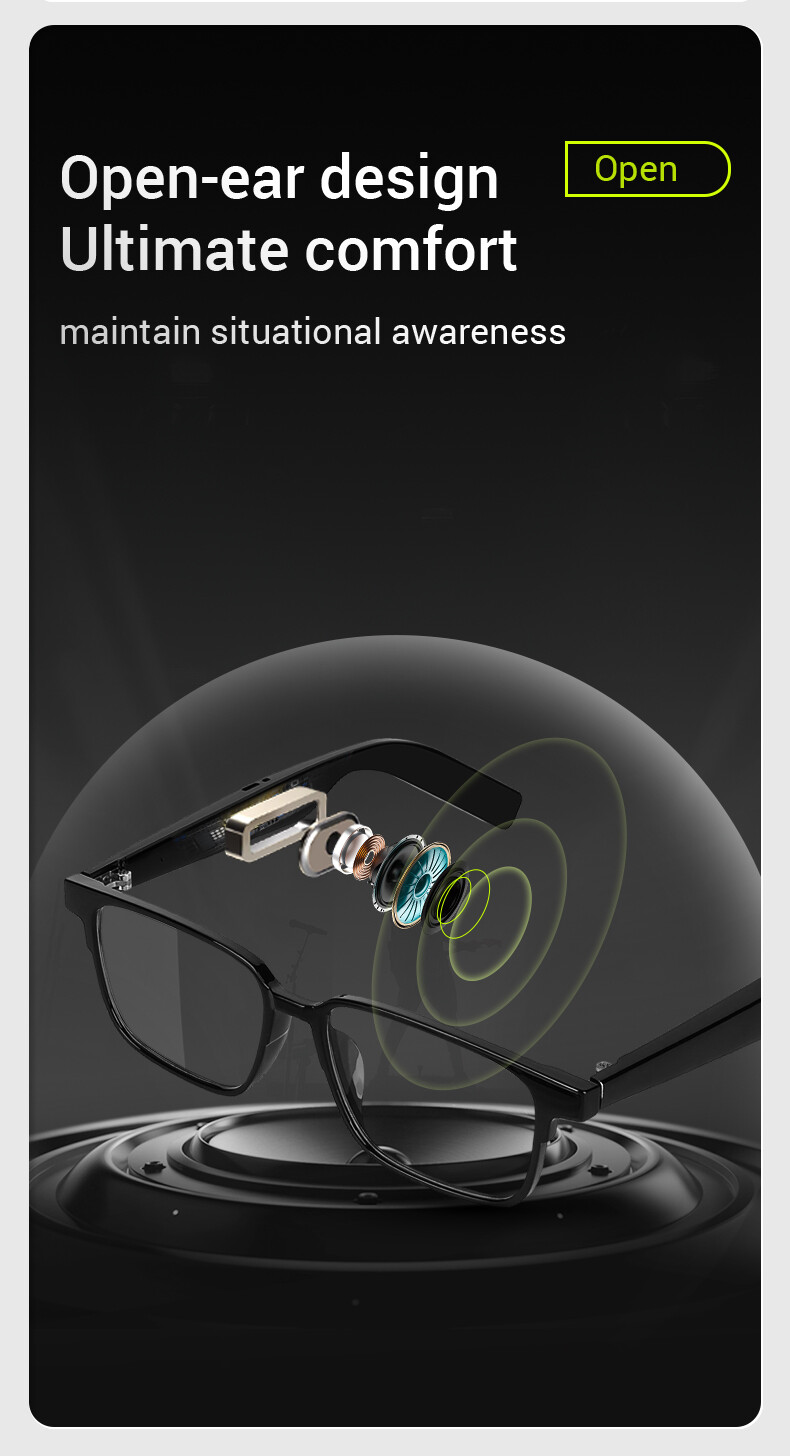 Smart Glasses Bluetooth Audio Sunglasses for Men,Suppoert Handfree Music Calling