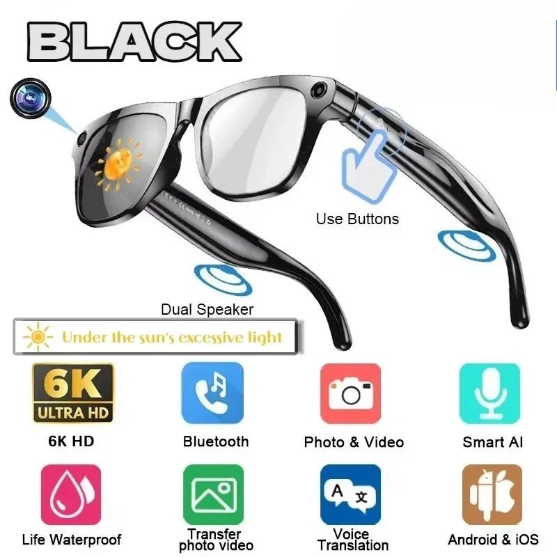 4K HD AI Smart Glasses GPT100MP Multifunctional Camera Chat Bluetooth