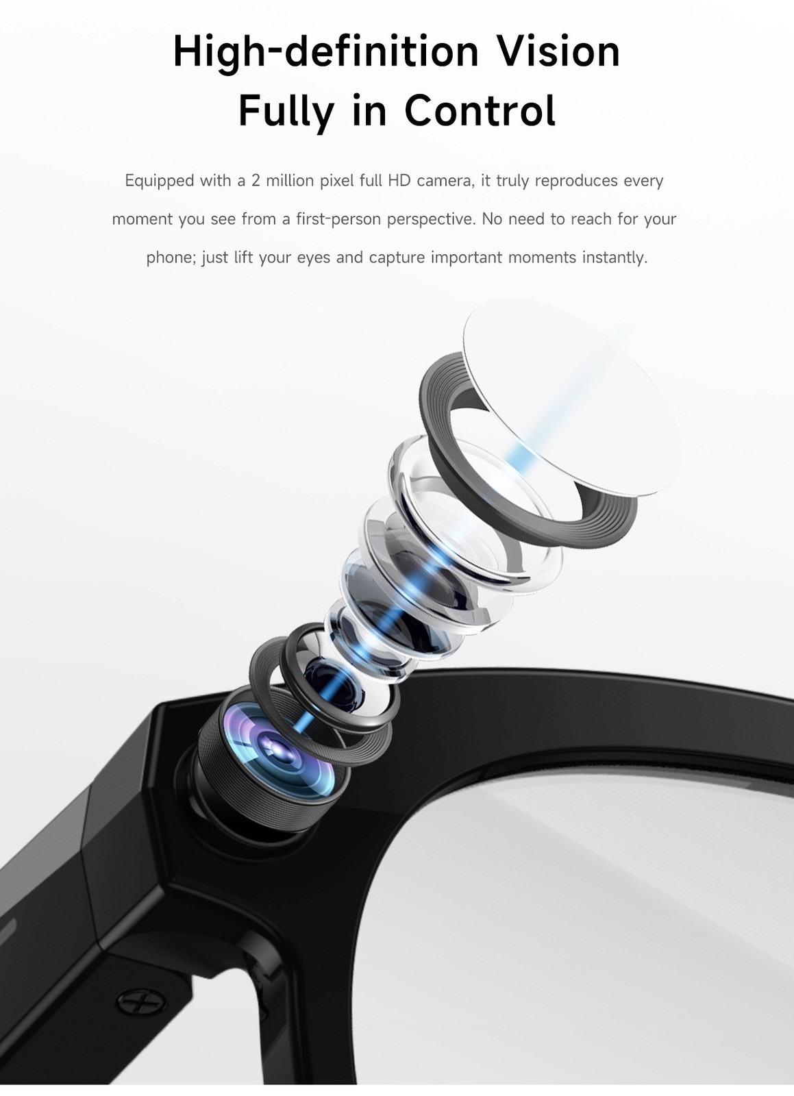 Smart Glasses Camera Bluetooth HD Real Time AI Translation Music Eyewear
