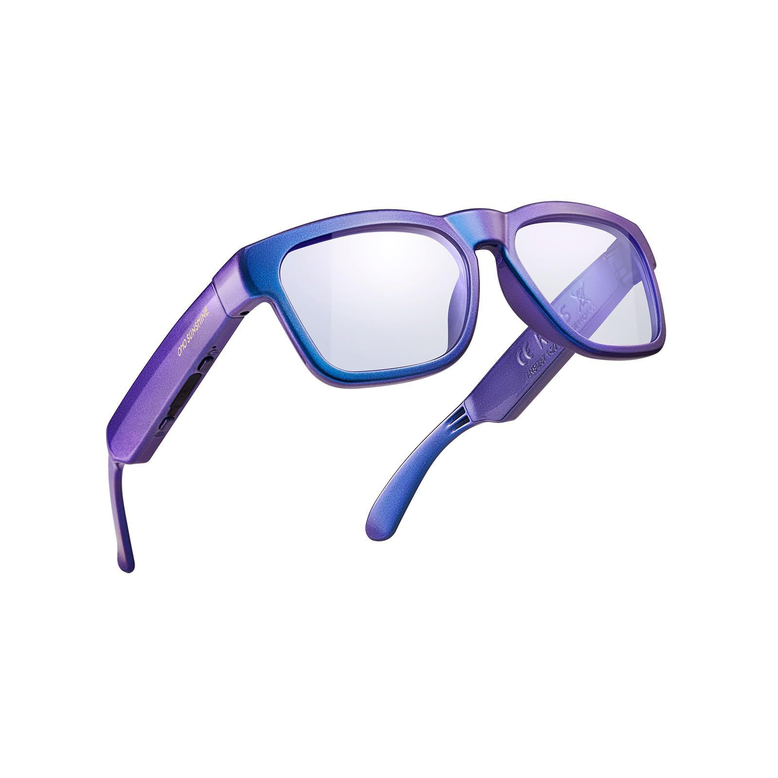 OhO sunshine Bluetooth Audio Sunglasses, Lightweight Open Adult, Shiny Blue
