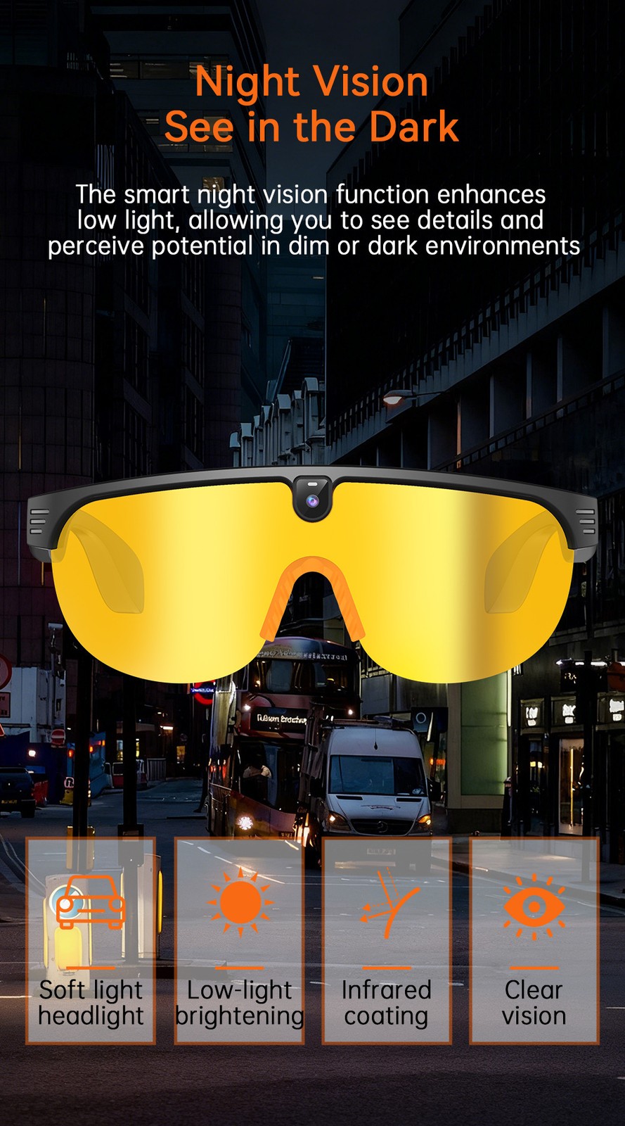 Smart AI Camera Glasses Video Recording Bluetooth 5.3 UV Protection for Sport