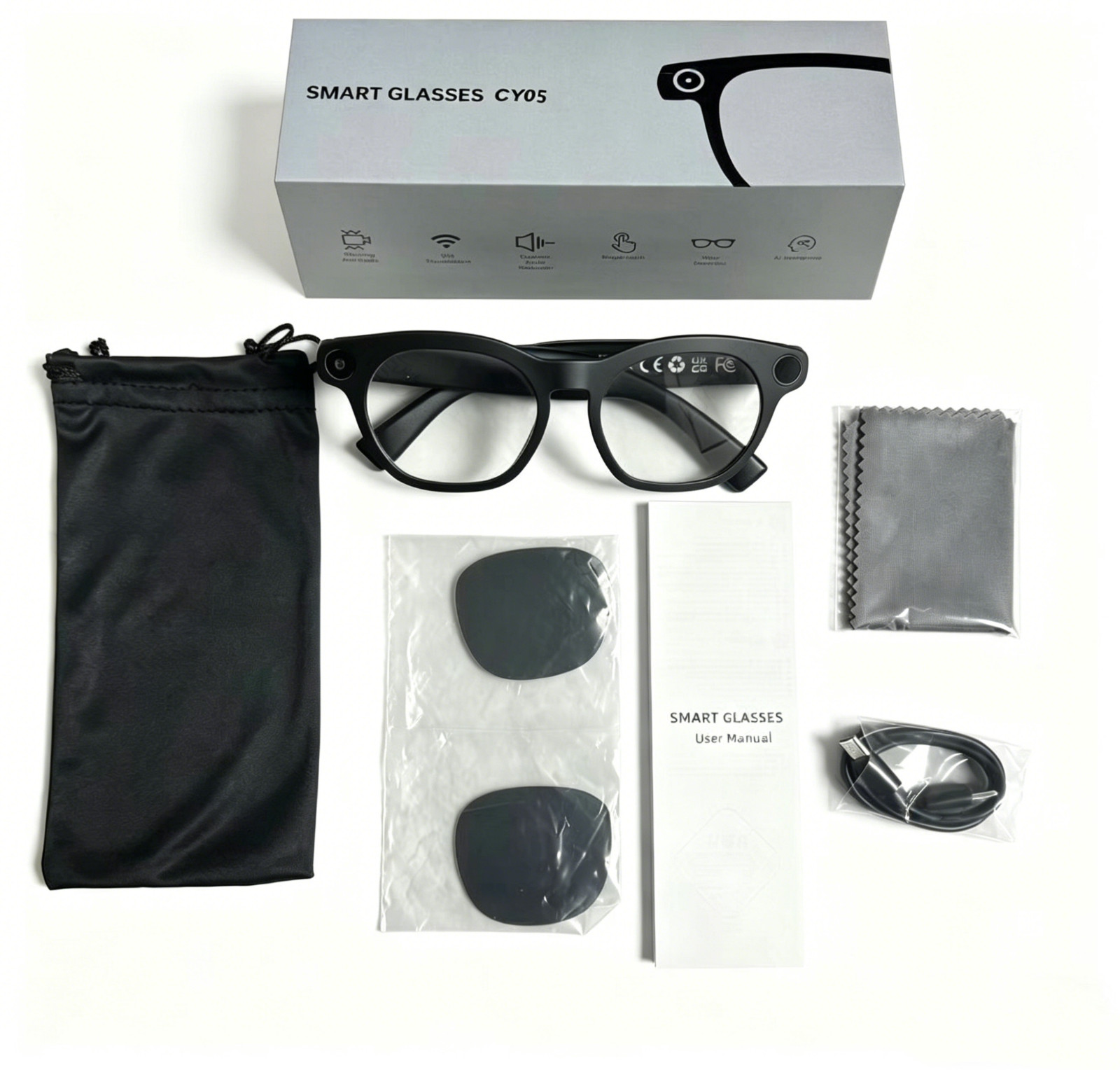 AI Smart Glasses 800W Camera Live Video Recorder Real-Time Translation f android
