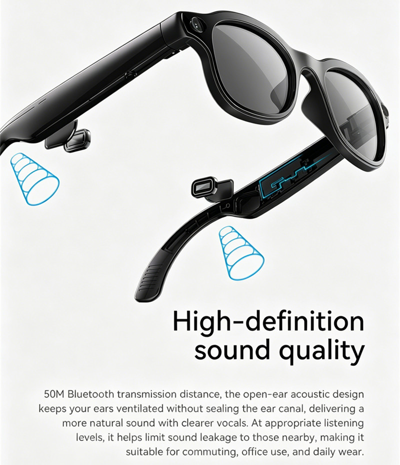 8MP AI Smart Glasses Bluetooth Calls Real-time Translation Music Voice Assistant