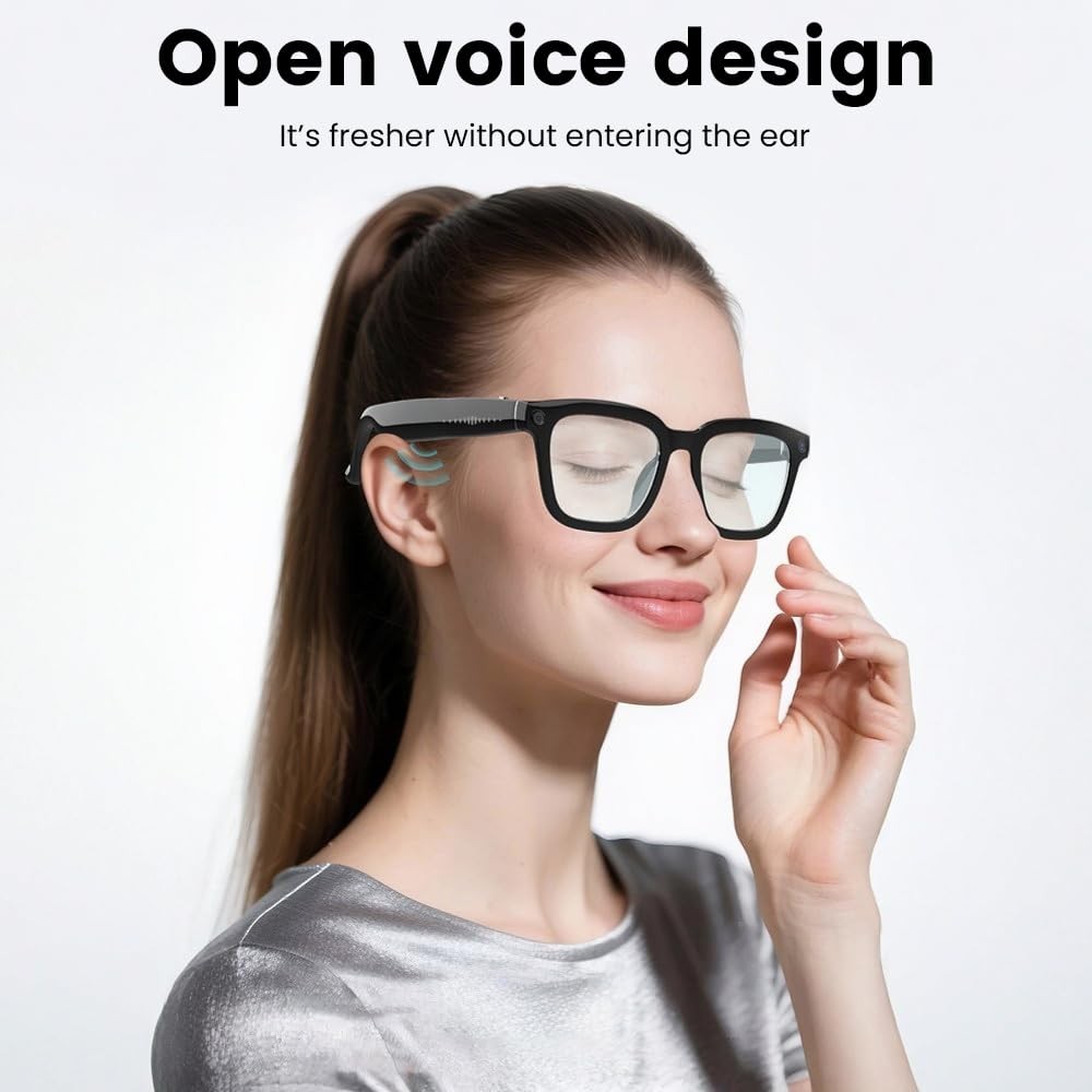 AI Smart Glasses 80MP HD Camera, 1080P Video, Bluetooth, Voice Control, Lightwei