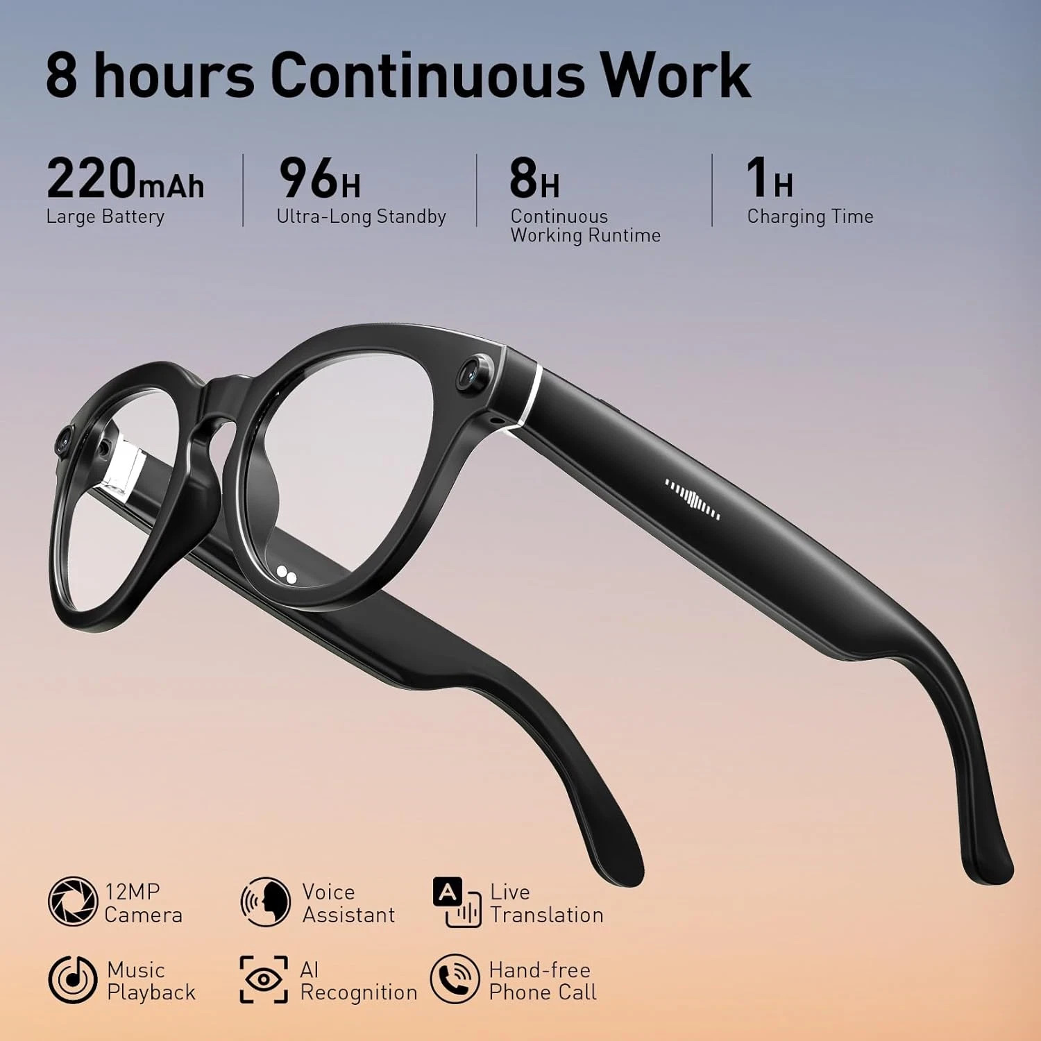 AI Smart Glasses with 2K Camera, Voice Assistant & 3 Lens Options