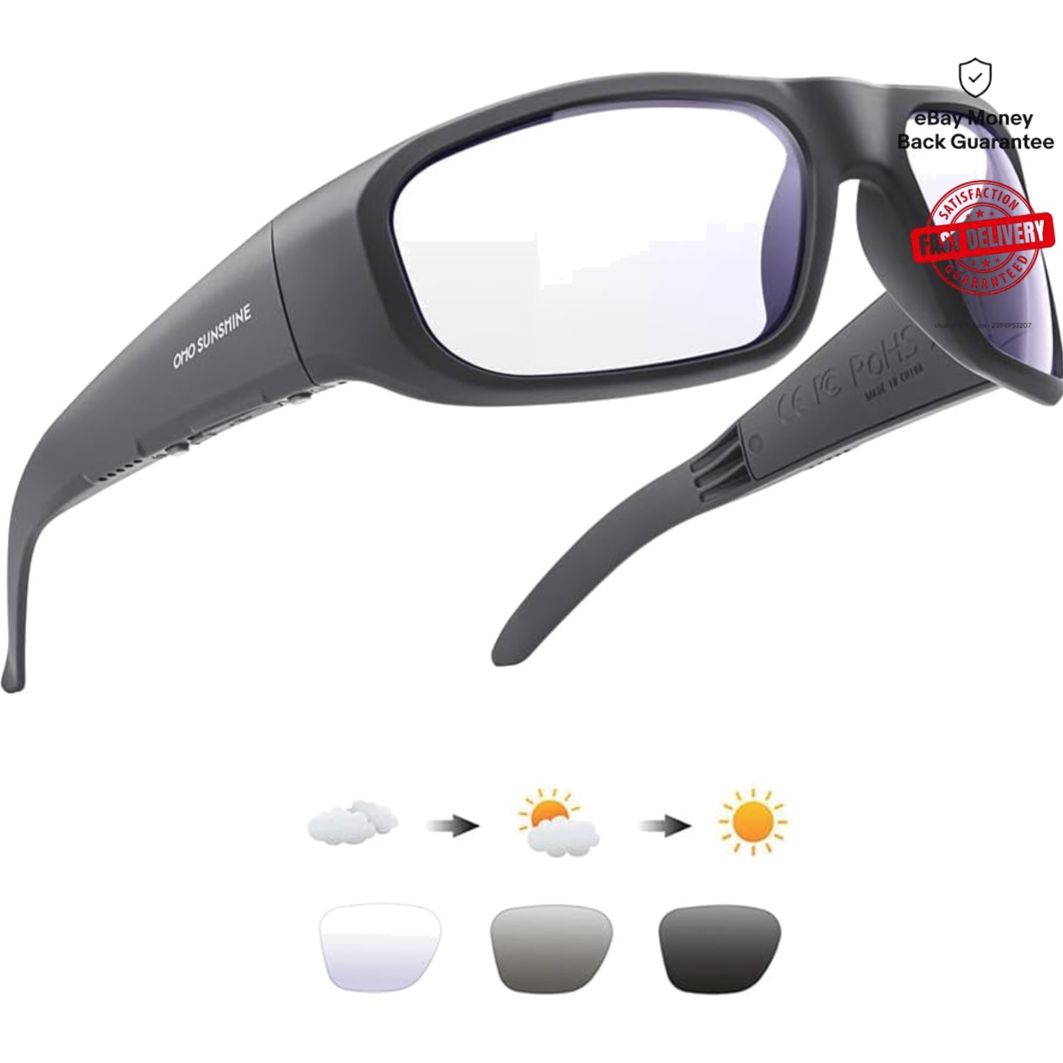 Bluetooth Audio Sunglasses: Lightweight, Water-Resistant with 12-Hour Playtime