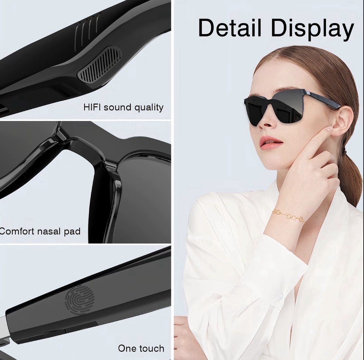 Sunglasses w Speaker HD Voice Calls,Wireless ConnectHands Compatib w Smartphones