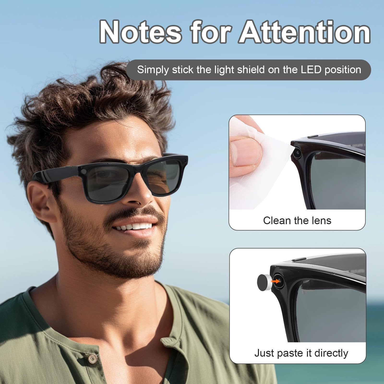 20PCS Privacy Shade Stickers for Meta Glasses Ray-Ban Wayfarer Skyler Headliner