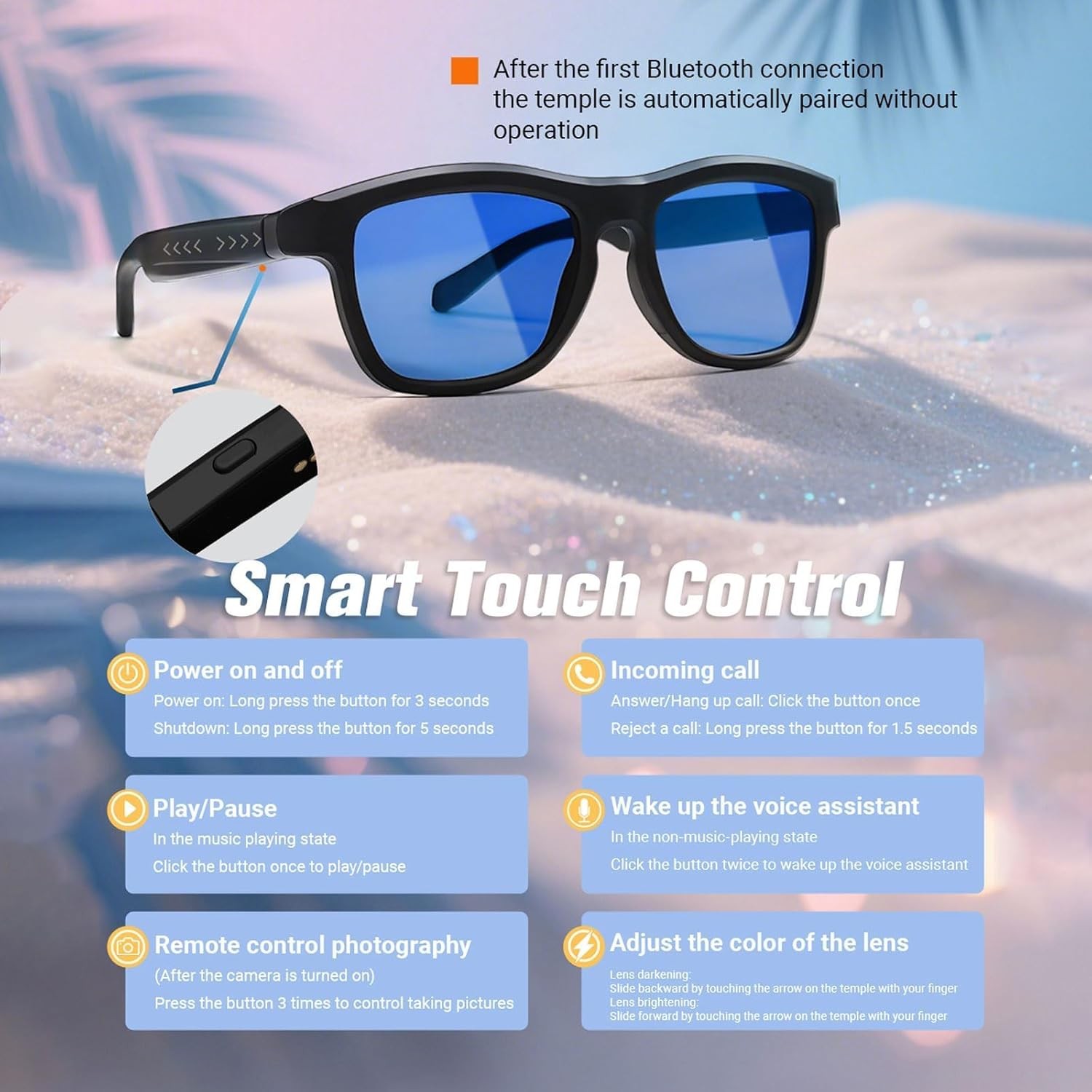 AI Translator Glasses Smart Sunglasses With Color-Changing Lens & 144 Languages