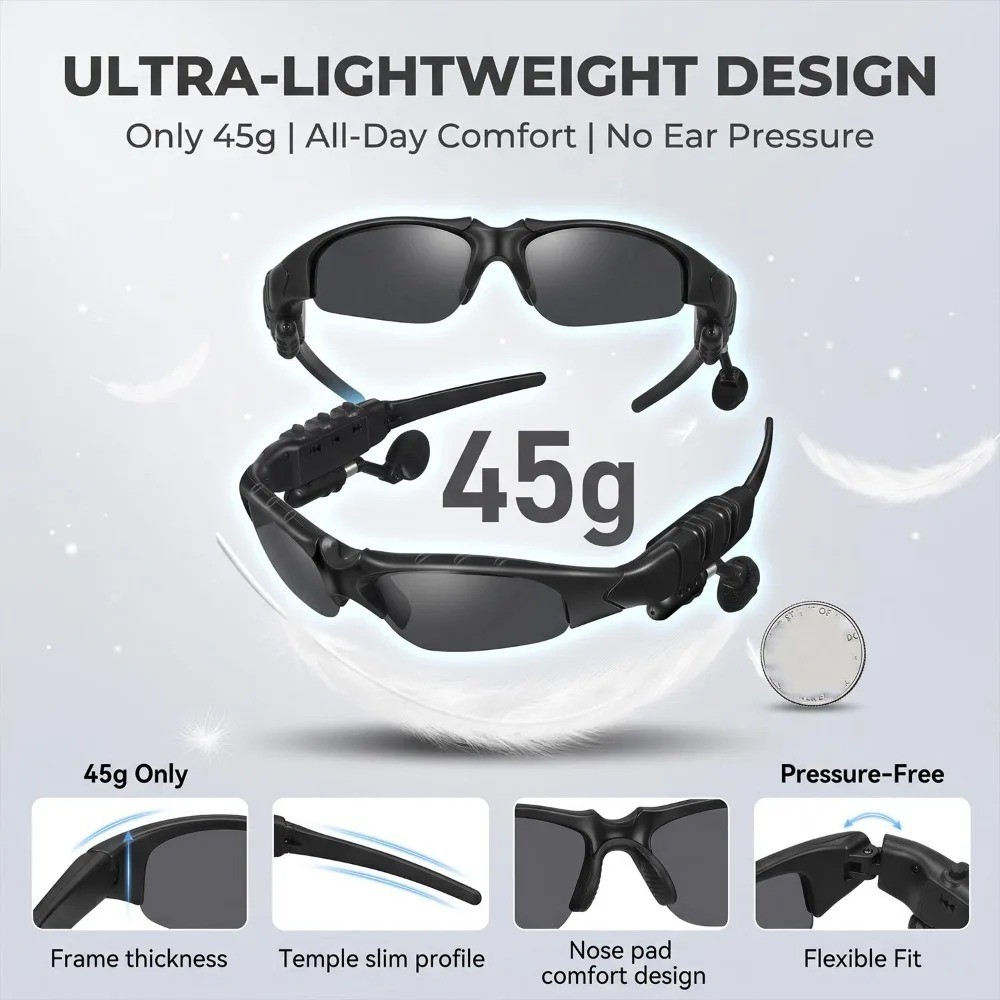 Wireless Bluetooth Glasses Music Headset Audio Hands-free Calls Smart Sunglasses