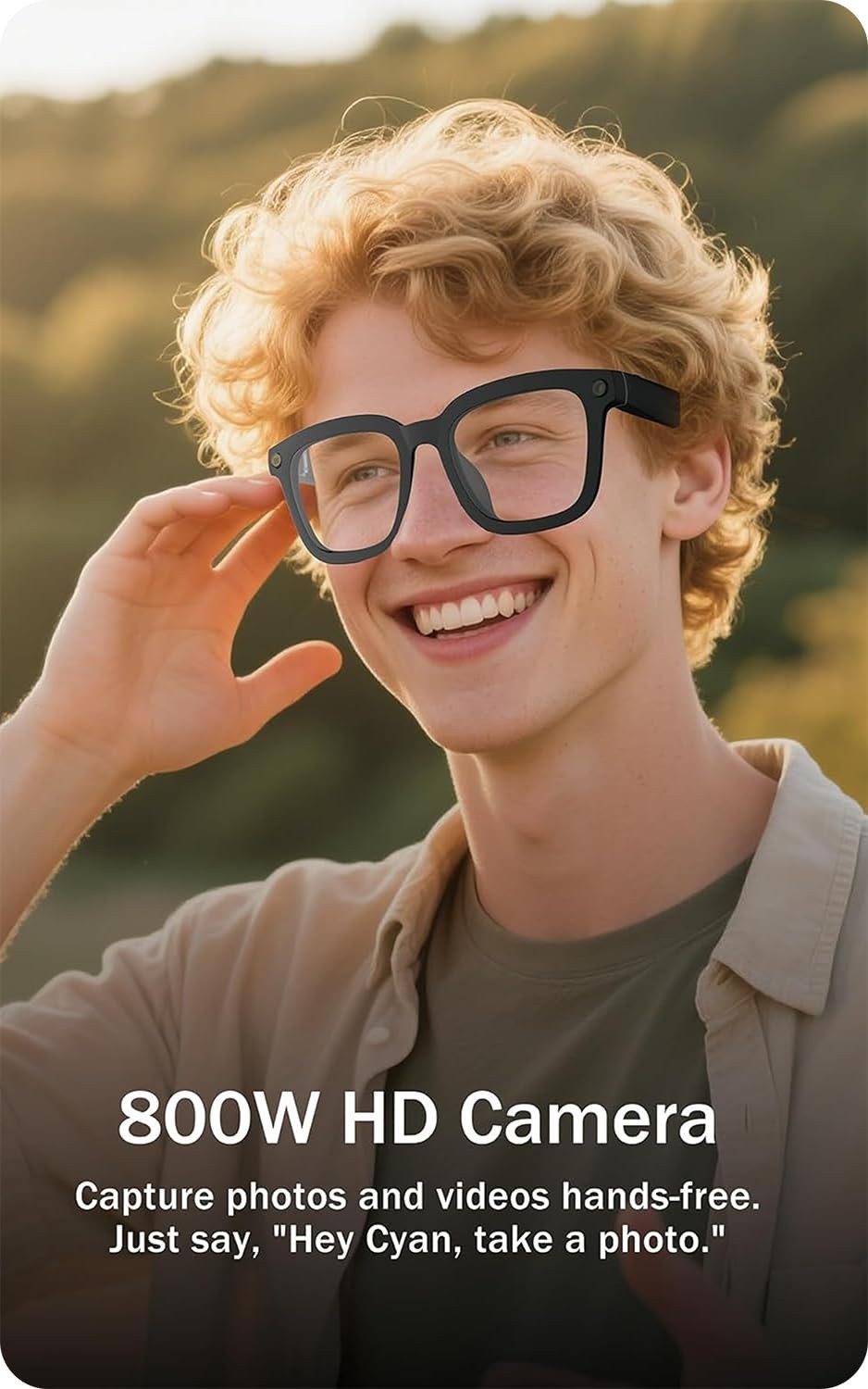 AI Smart Glasses with Camera, 800W HD Camera for Photos & Videos, Recording G…