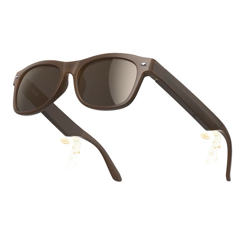 WeariQ Smart Glasses Brown Glossy Frame UV400 Polarized Wireless Bluetooth USB-C