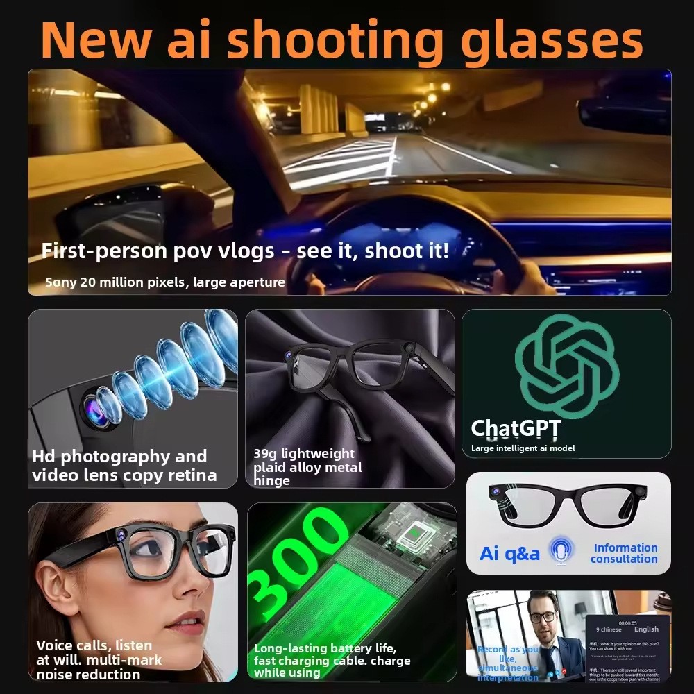 G300AI Smart glasses camera / video recording / voice call / translation glasses
