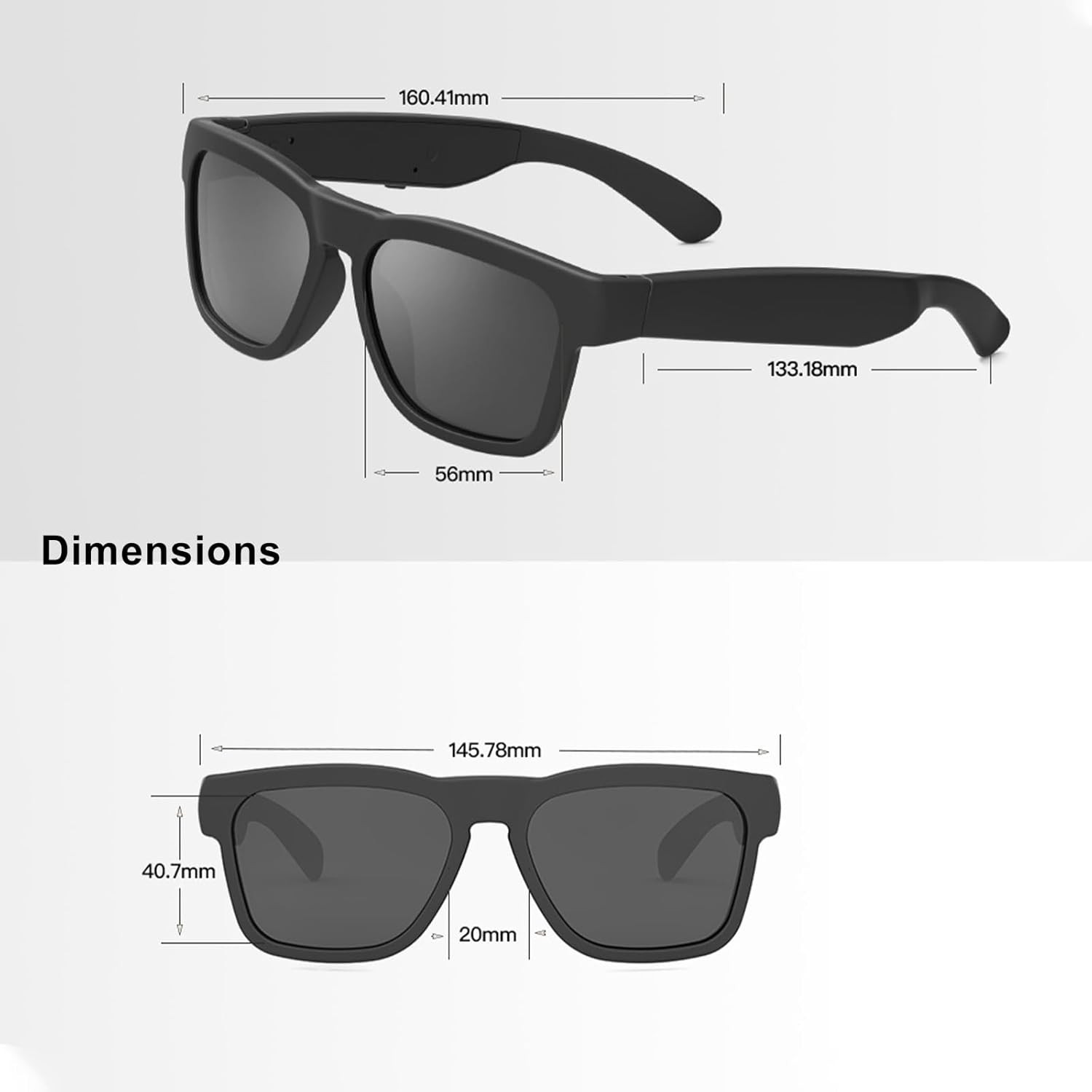 OhO sunshine Bluetooth Audio Sunglasses, Lightweight Open Ear Sport Glasses, 10H