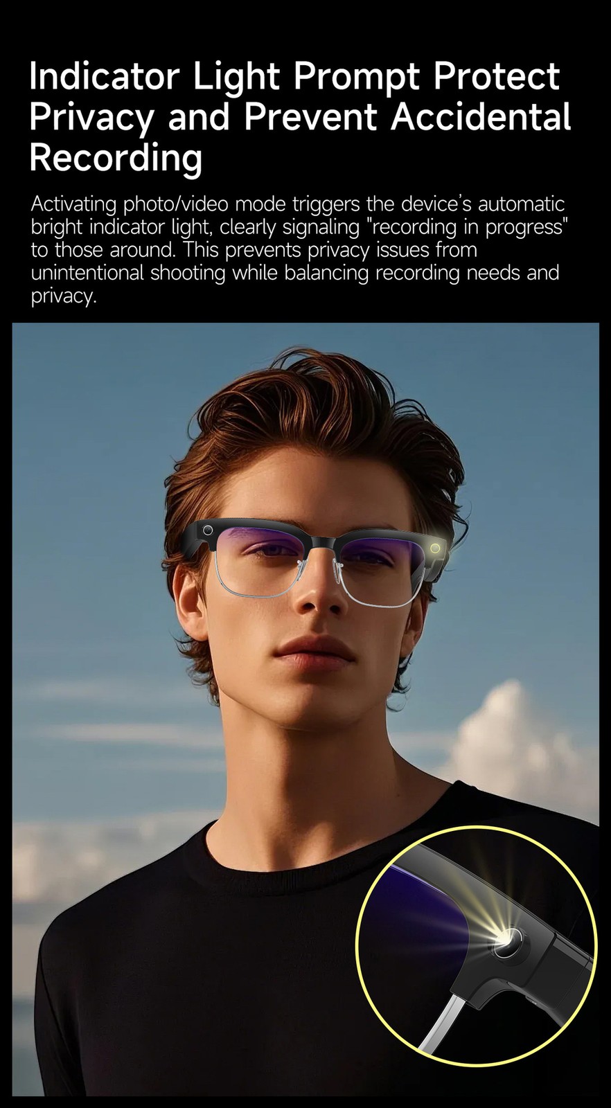 W630 AI Smart glasses Bluetooth/object recognition/video recording/translation