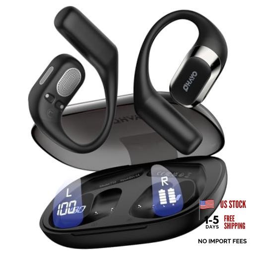 Open Ear Headphones,Over Ear Earbuds with Ergonomic Earhook,Bluetooth Black