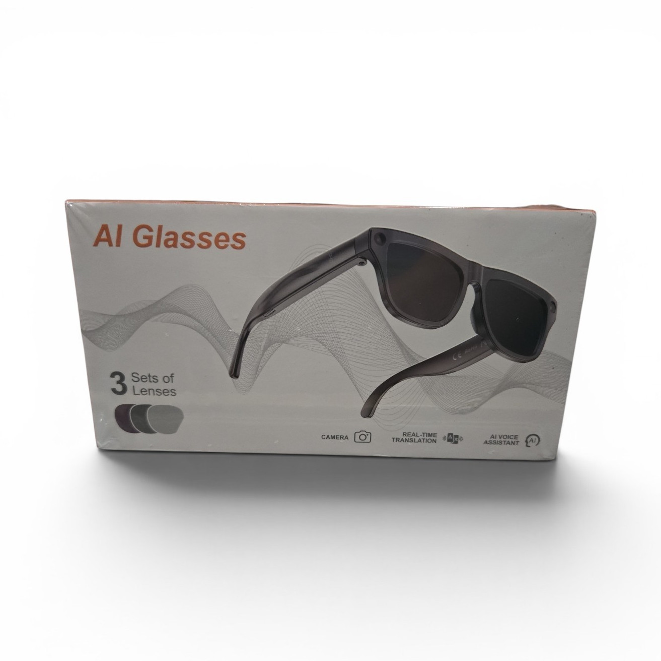 AI Glasses Smart Glasses w/ Camera, Translation, Voice Assistant, 3 Lenses