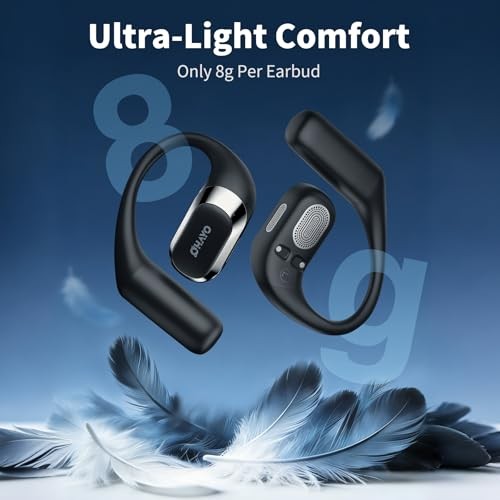 Bluetooth Black Open Ear Headphones with Ergonomic Earhook, Bluetooth