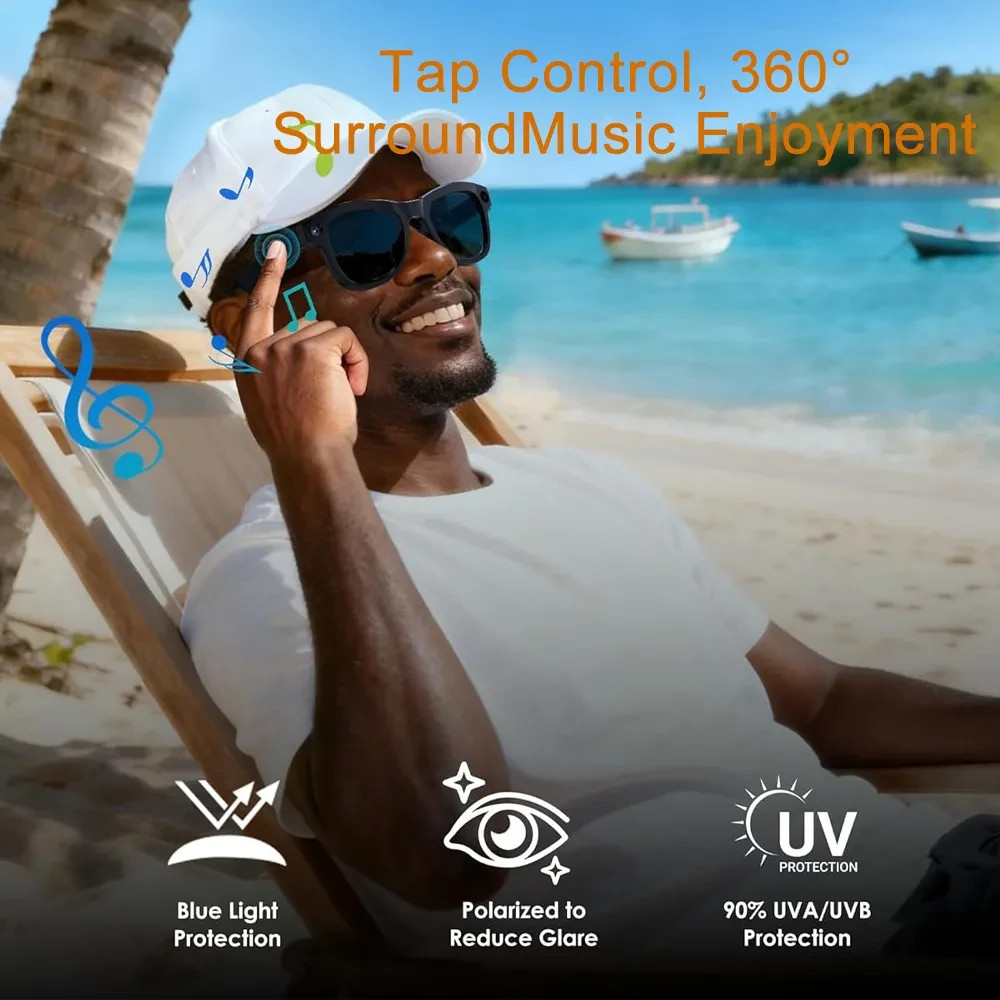 AI Smart Glasses HD Camera Bluetooth Call Music Control Real Time Translation
