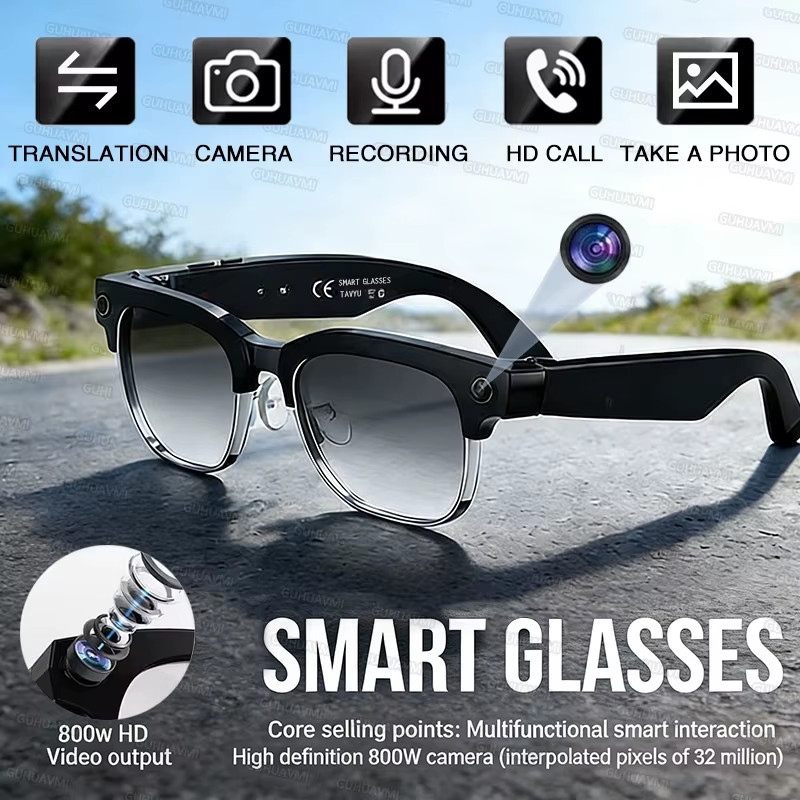 2026New 800W Pixel Camera Smart Glasses Men Video Recording AI Photo Recognition