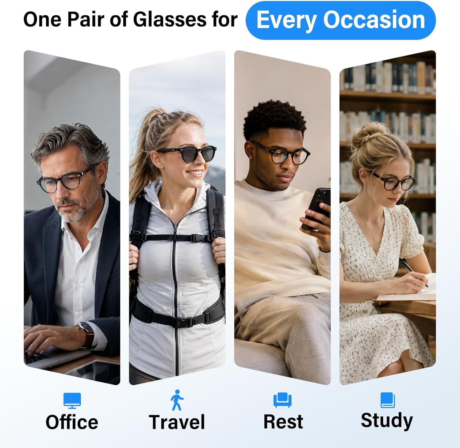 2026 AI Smart Glasses for Men Women, Translation Glasses with Chatgpt 145 Langua
