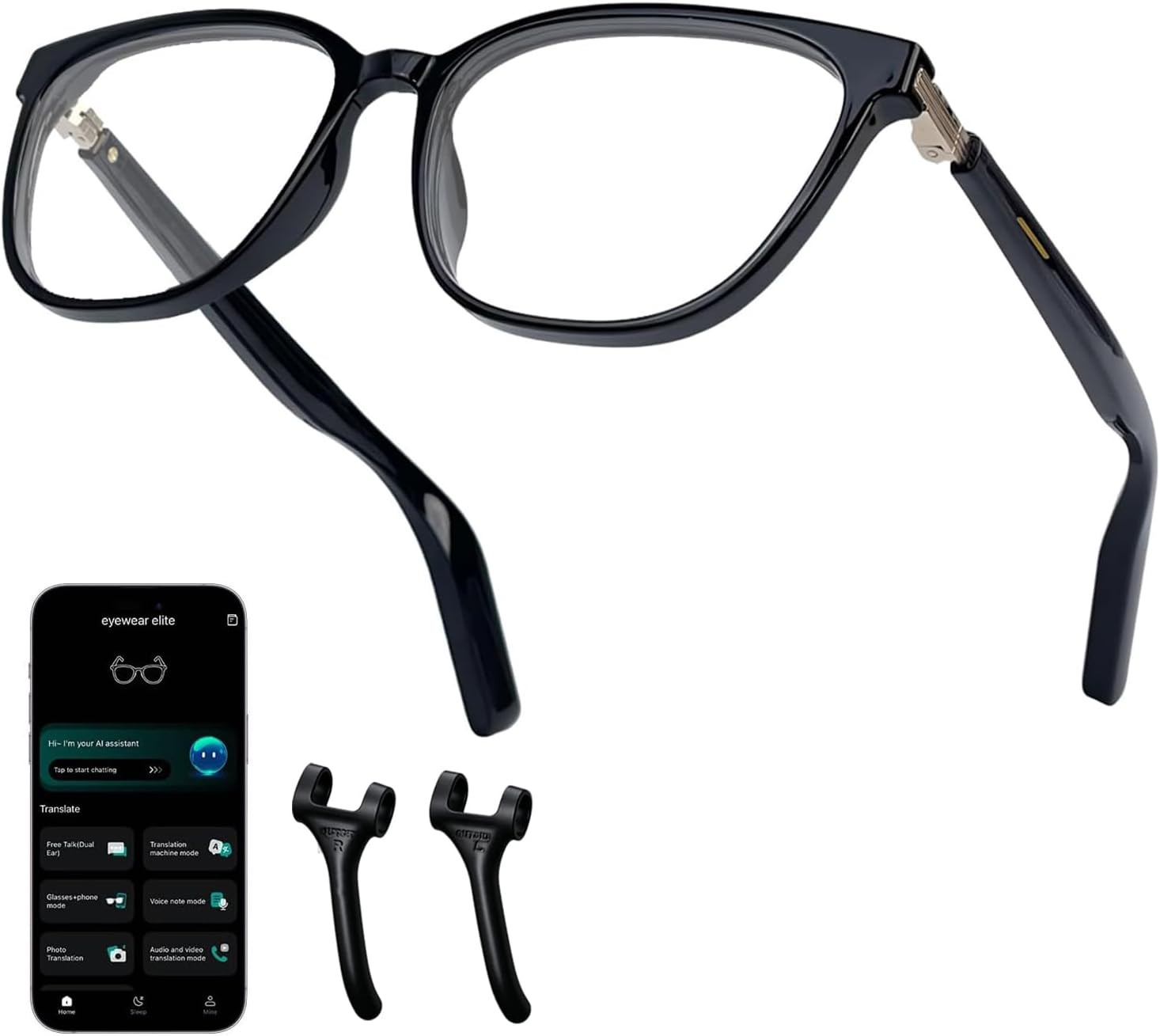 Al Smart Glasses for Men Women with Real-Time Translation, Color-Change Lens, Mu