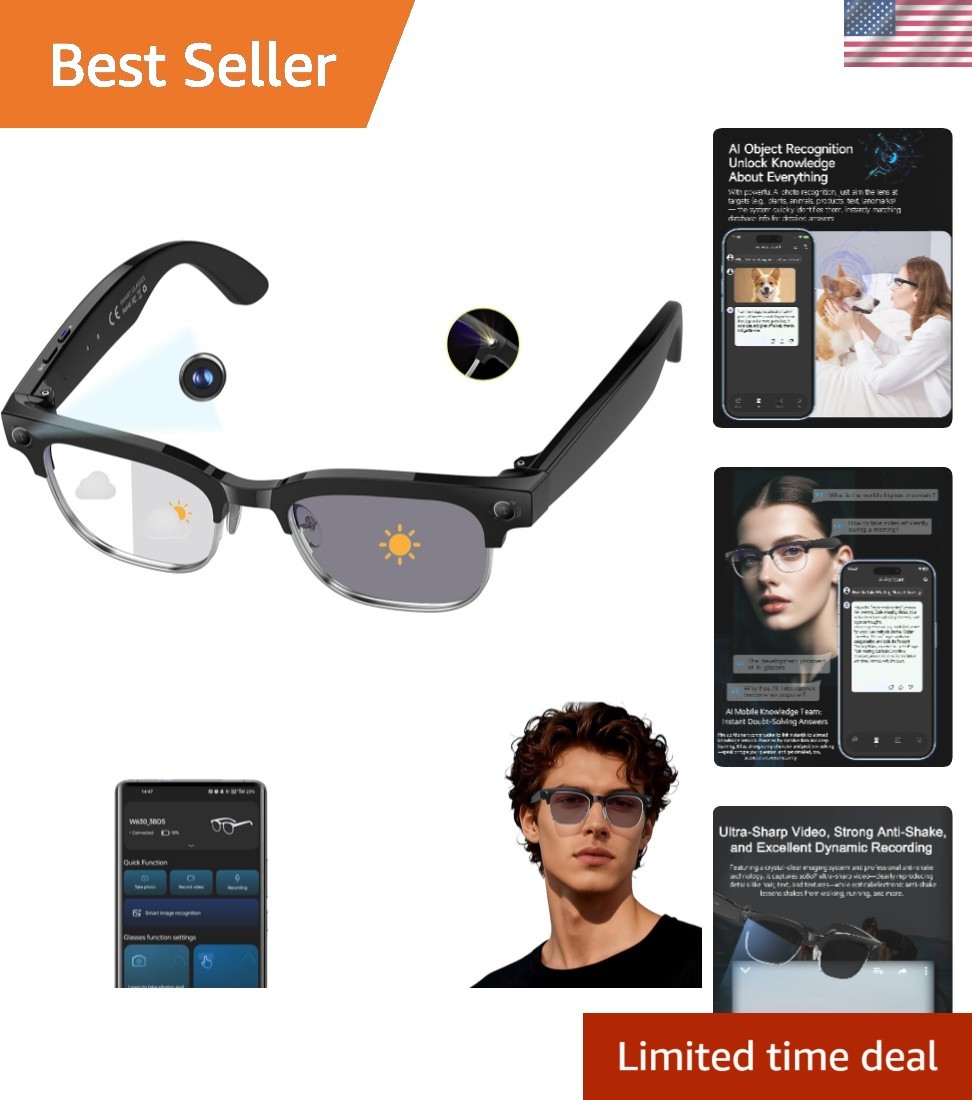 AI Smart Glasses – 4K Video, Audio Recording & Bluetooth Connectivity