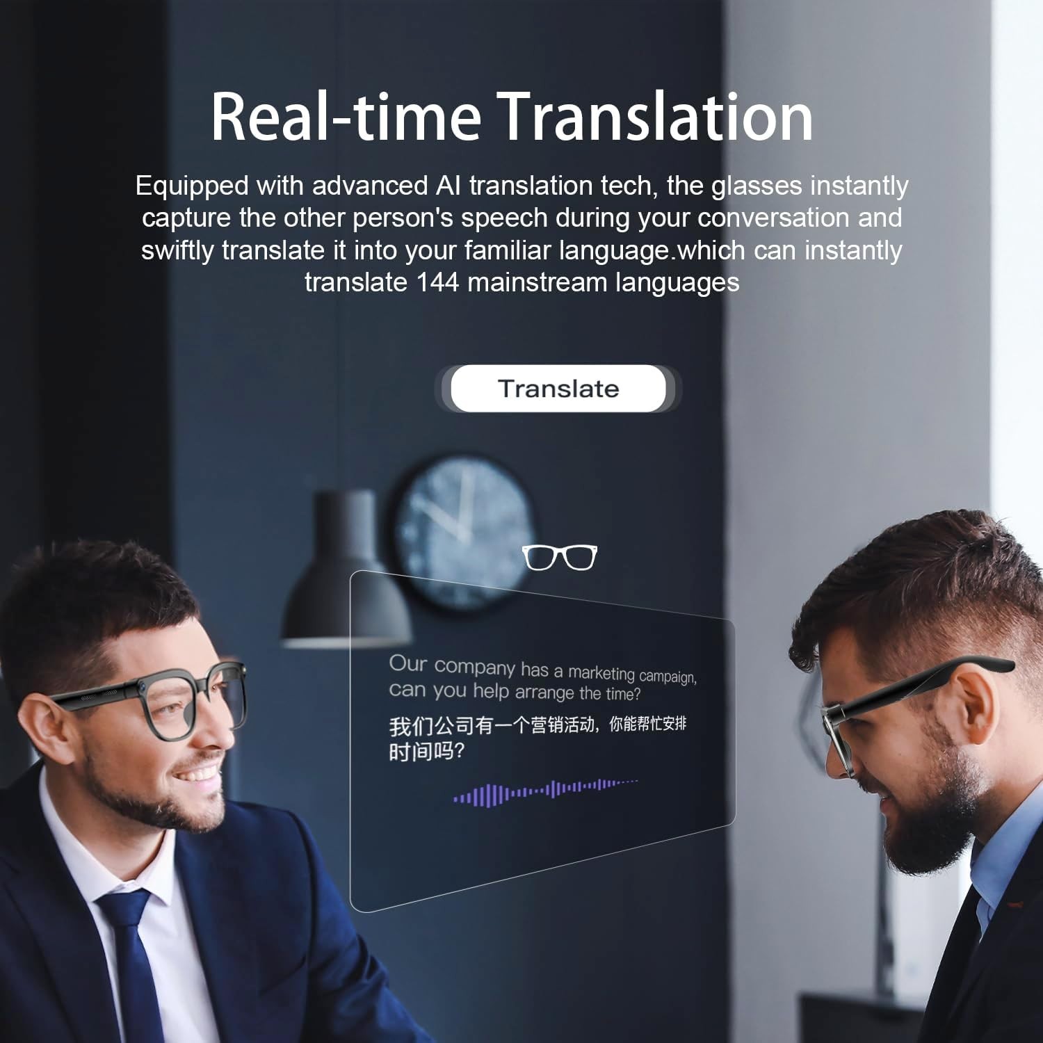 AI Smart Glasses 1080P Camera Video Recording Sunglasses Open-Ear Audio Real-Tim