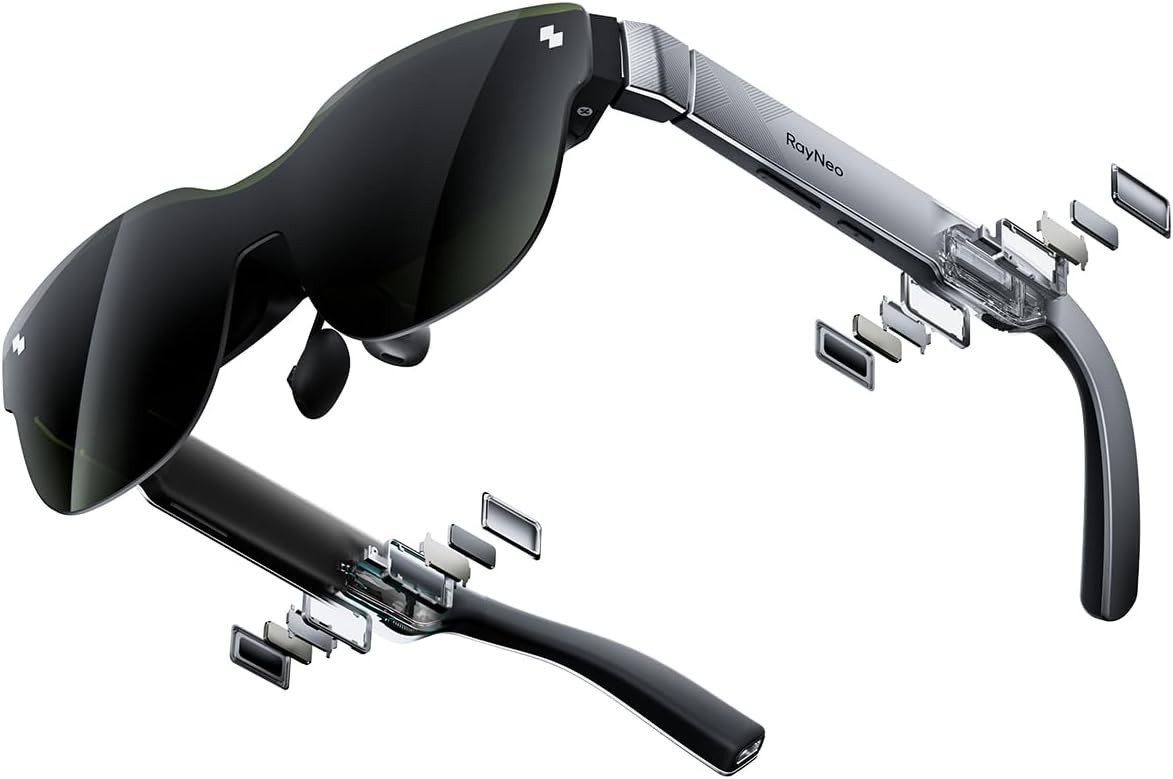 RayNeo Air 3S AR XR Glasses Silver 201″ FHD Gaming Display for Android, Mac, PS5
